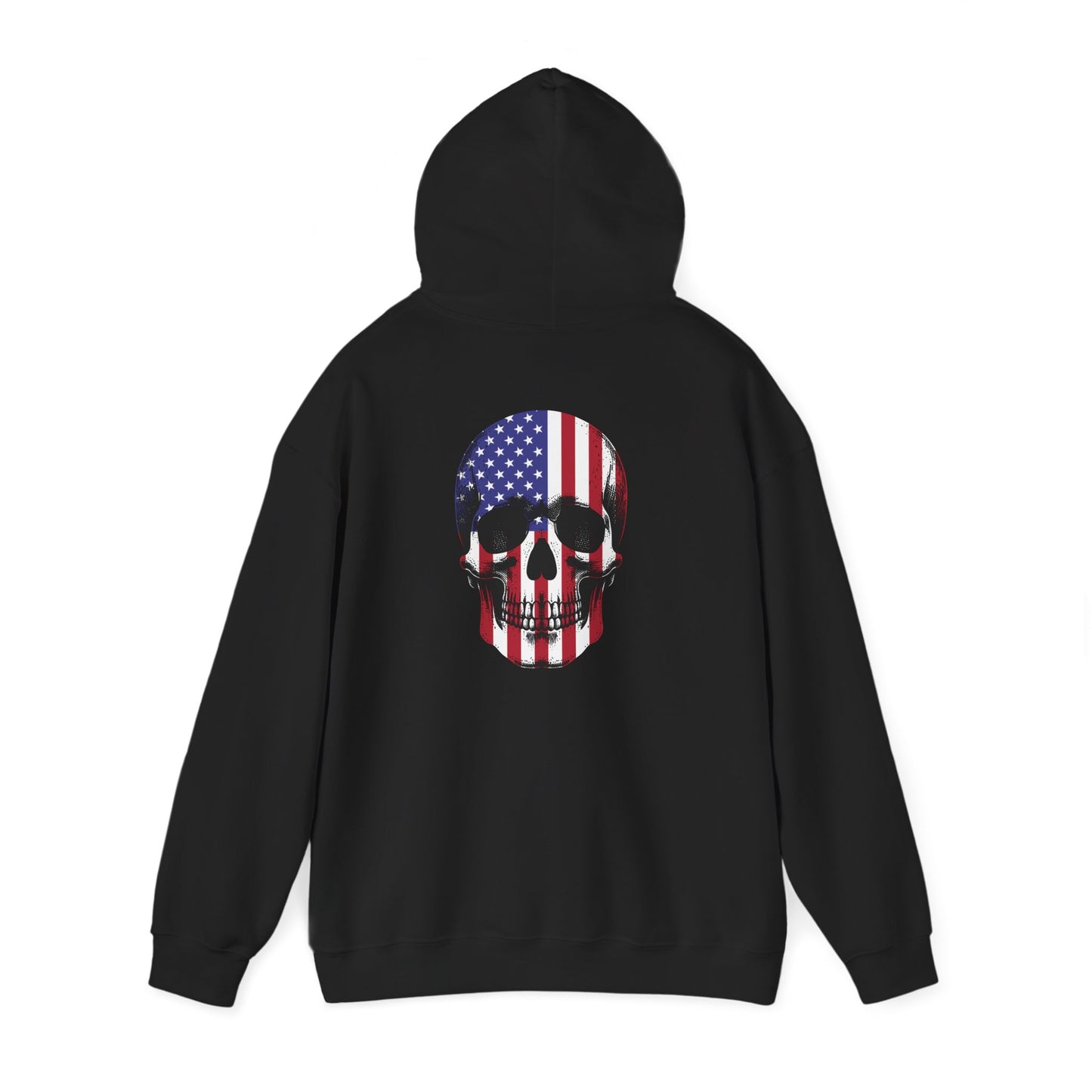American Skull Hoodie, Graphic Hooded Sweatshirt for Men & Women, Casual Streetwear, Gift for Holidays, Unique Style Sweatshirt