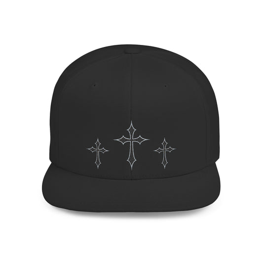 Flat Bill Snapback Hat - Stylish Cross Design for Fashion and Streetwear