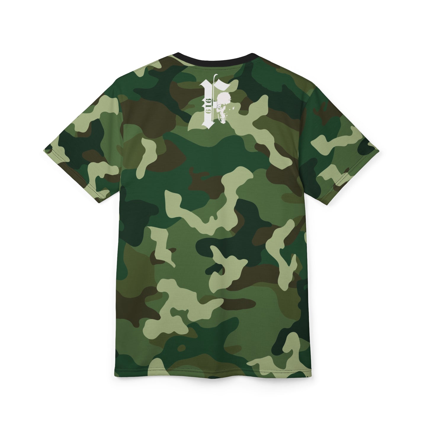 Camouflage Skull Tee, Unique Camouflage Skull Tee for Outdoor Enthusiasts, Hunting Apparel, Casual Wear, Gift for Nature Lovers, AOP T-Shirt