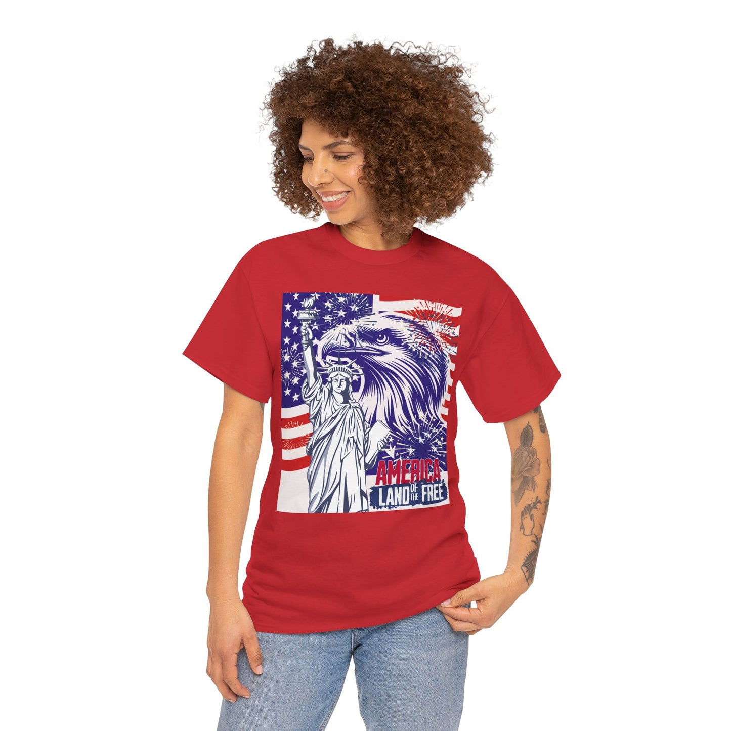 Patriotic Unisex Tee - America Land of the Free T-Shirt,4th of July Gift, Freedom Tee, Independence Day Apparel, Eagle Design Shirt