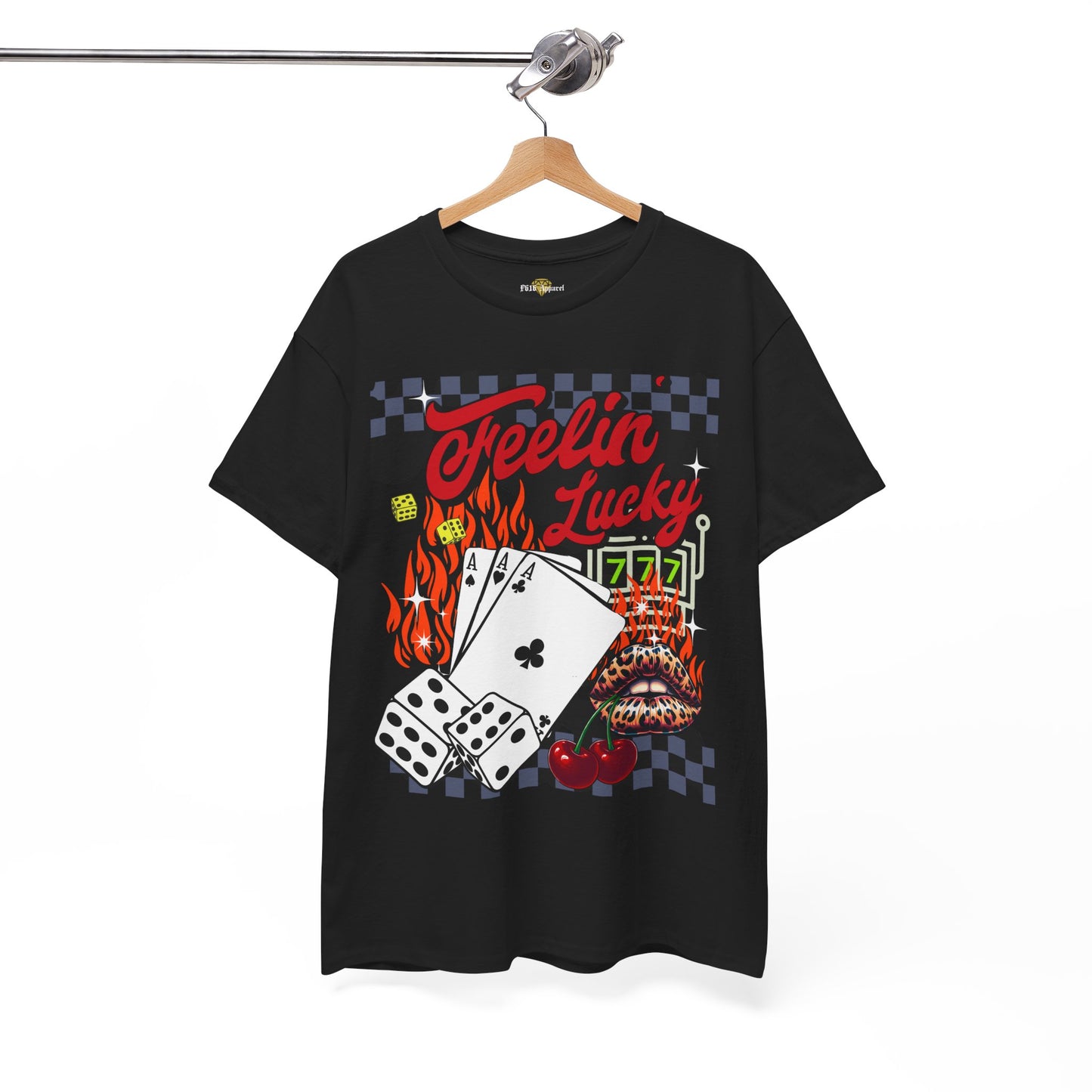 Feelin' Lucky Graphic Tee, Unisex Heavy Cotton Tee - Fun Graphic T-Shirt for Gamblers and Party Lovers