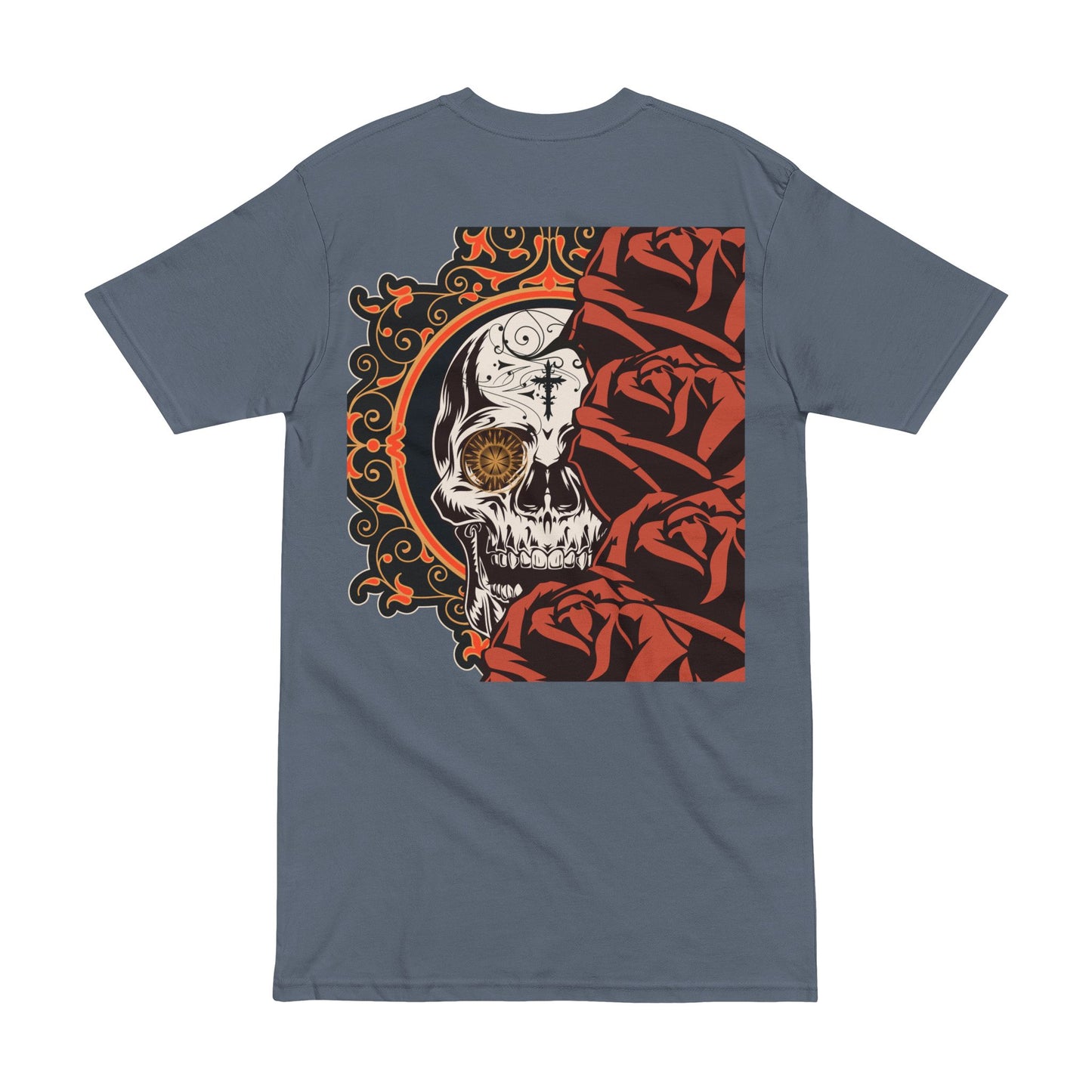 Skull & Roses Tee HeavyWeight - Bold Graphic T-Shirt for Gothic Style
