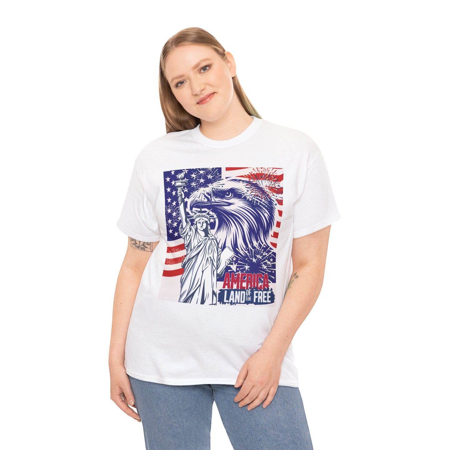 Patriotic Unisex Tee - America Land of the Free T-Shirt,4th of July Gift, Freedom Tee, Independence Day Apparel, Eagle Design Shirt