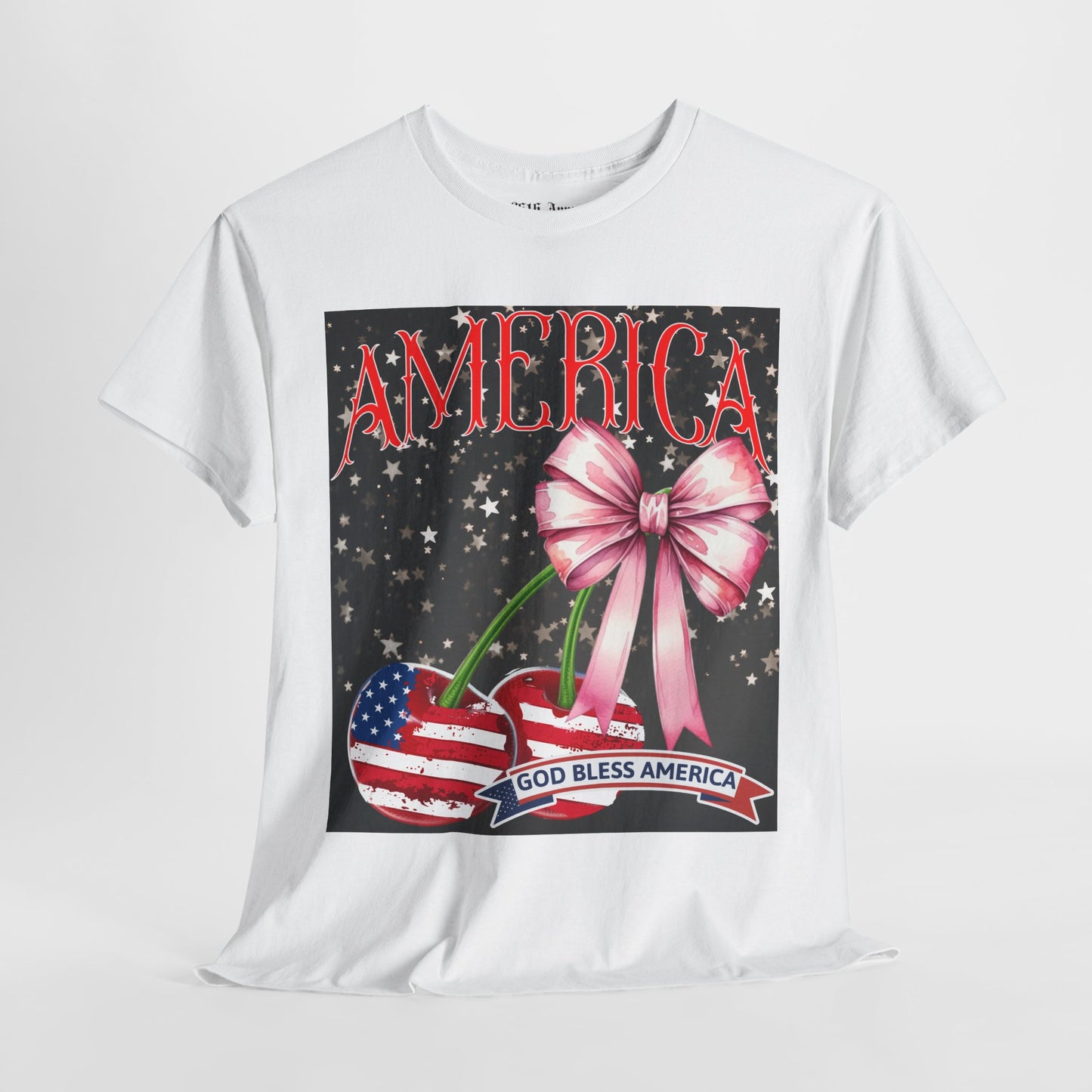 Patriotic T-Shirt - "God Bless America" Design, Unisex Heavy Cotton Tee for Celebrations