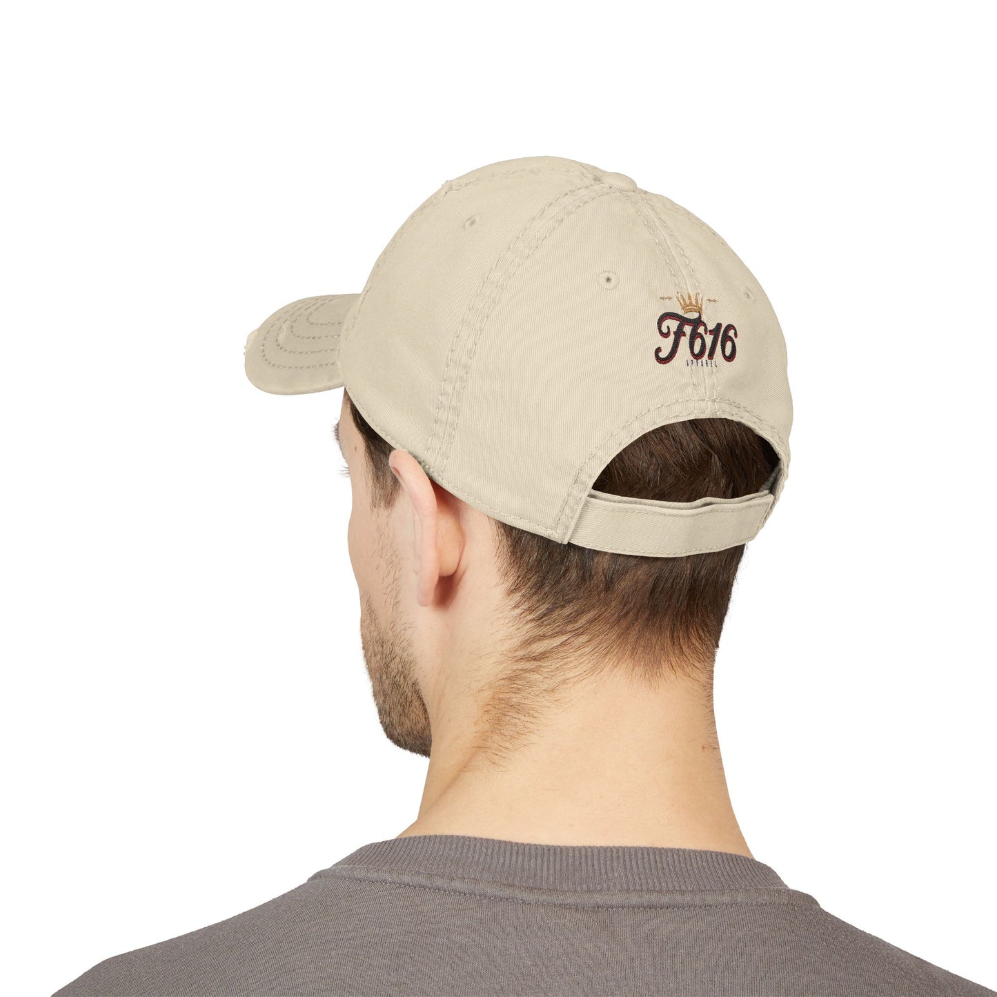 Trendy Distressed Dad Hat with Embroidery, F616 Logo - Casual Style for Everyday Wear