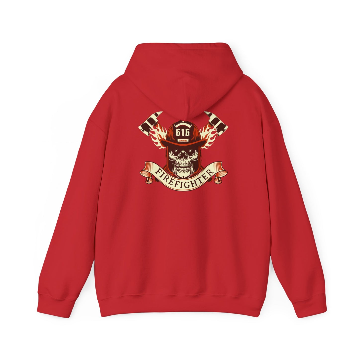 Firefighter Skull Hoodie - Unisex Heavy Blend Sweatshirt, Gift for Firefighter, Halloween Outfit, Cozy Pullover, Unique Firefighter Gear
