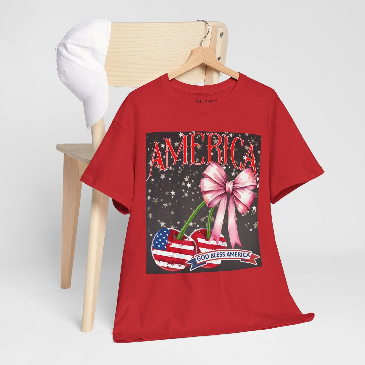 Patriotic T-Shirt - "God Bless America" Design, Unisex Heavy Cotton Tee for Celebrations