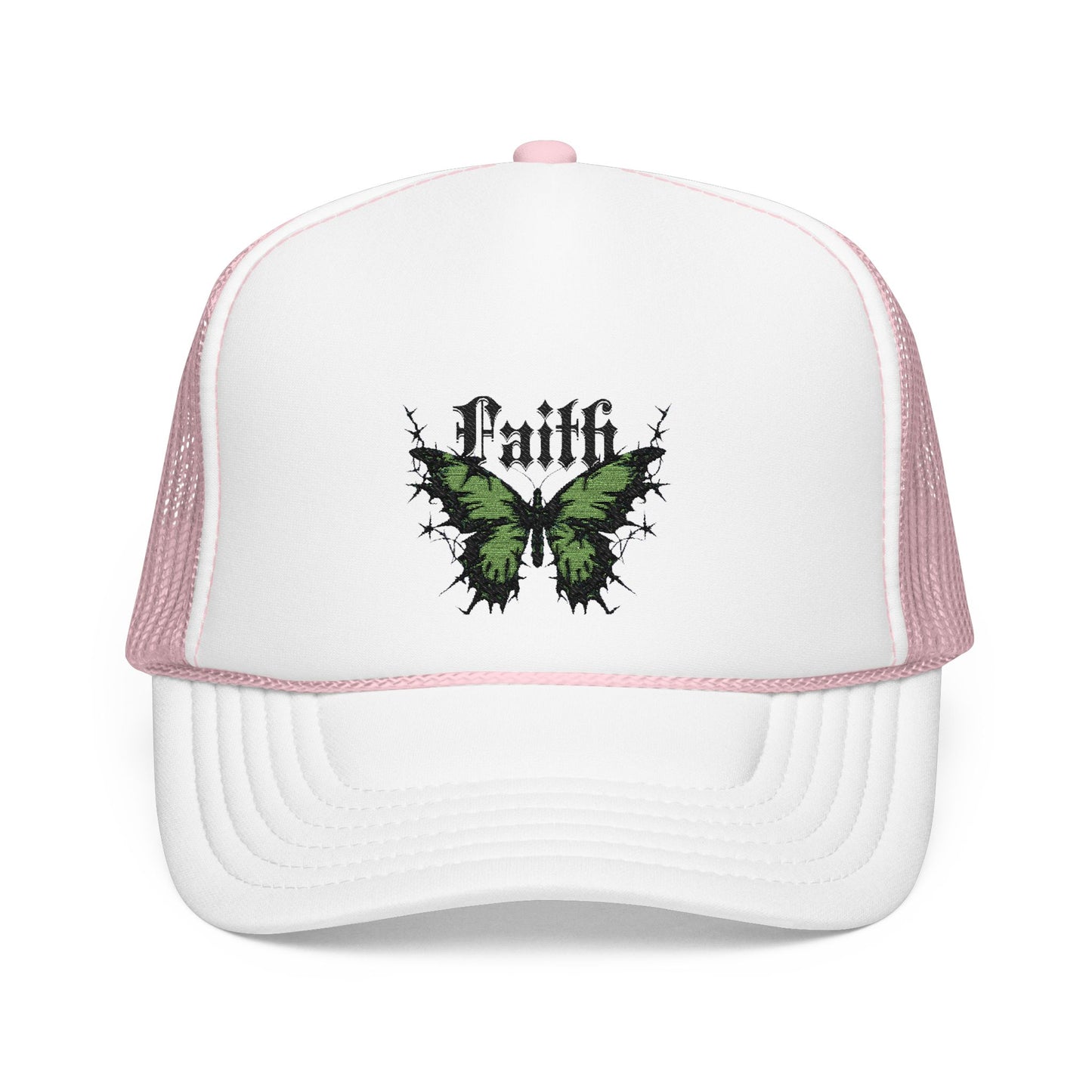 Faith Butterfly Foam Trucker Hat - Stylish & Inspirational Cap, Embroidered Foam Trucker Hat