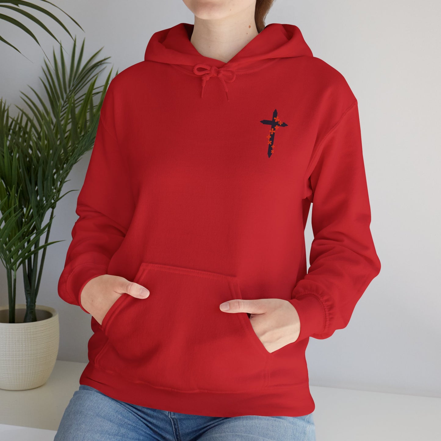Peace, Purpose, Power Hooded Sweatshirt, Christian Cross, Heavy Cotton