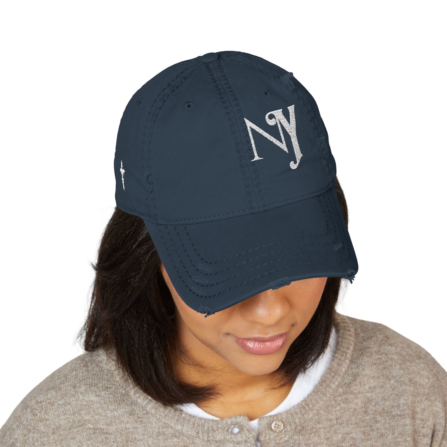 Distressed Dad Hat with NY Embroidery | Casual Dad Hat, Vintage Style Cap, Perfect Gift for Fathers Day, Outdoor Activities, Streetwear