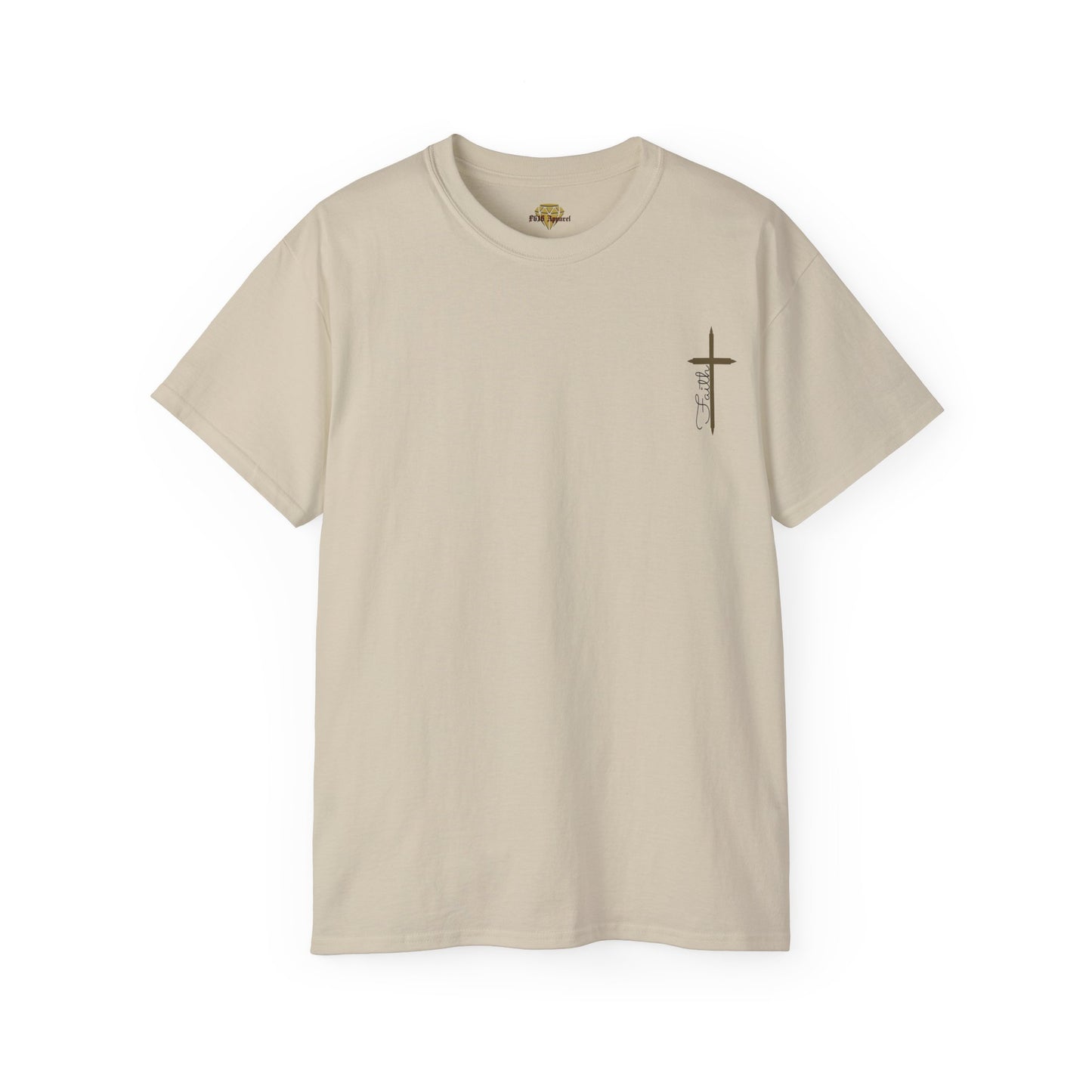 Christian Cross Faith, Unisex Heavy Cotton Tee, Ink is pressed onto garment will not peel or fade