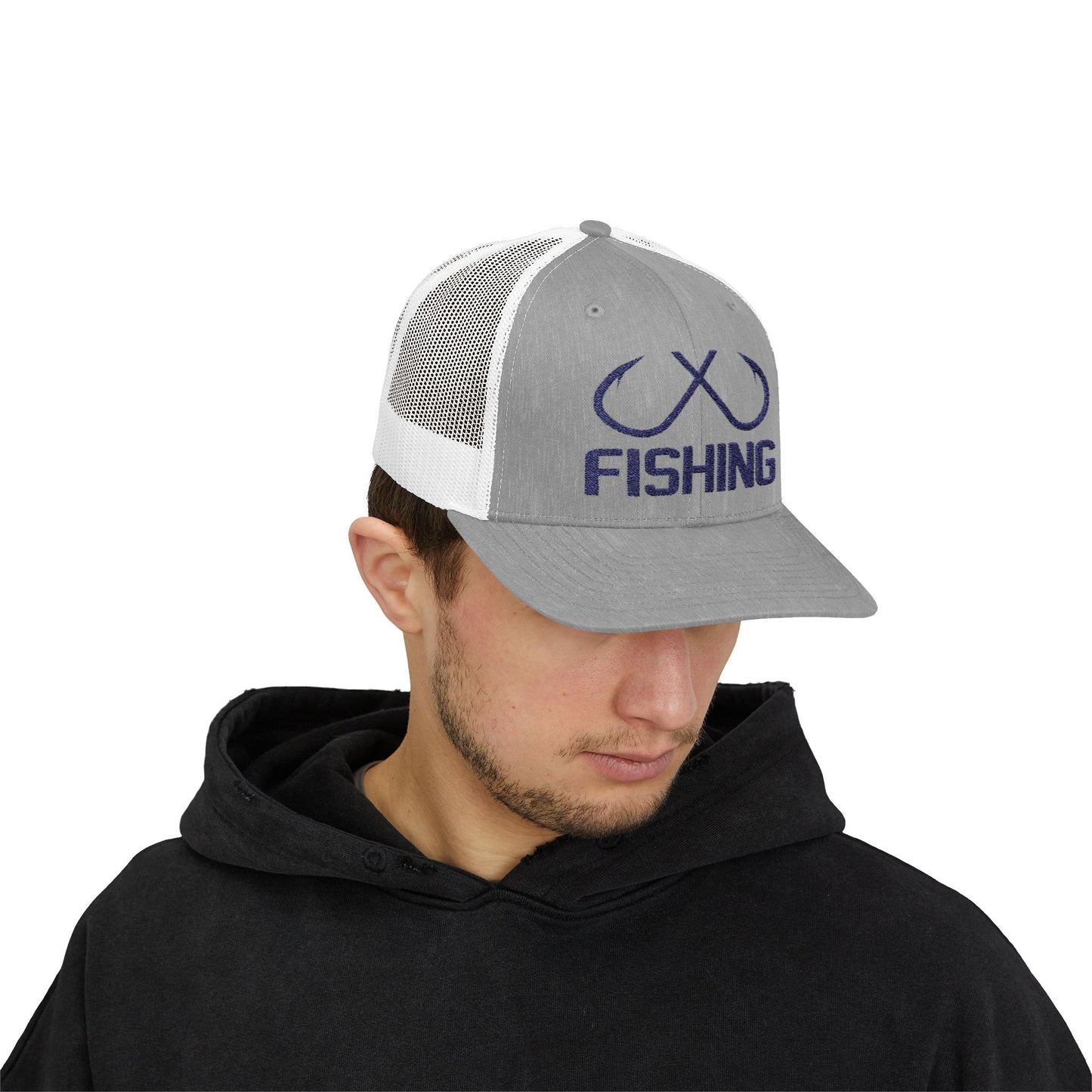 Fishing Snapback Trucker Cap , Ink is pressed and wont crack or fade.