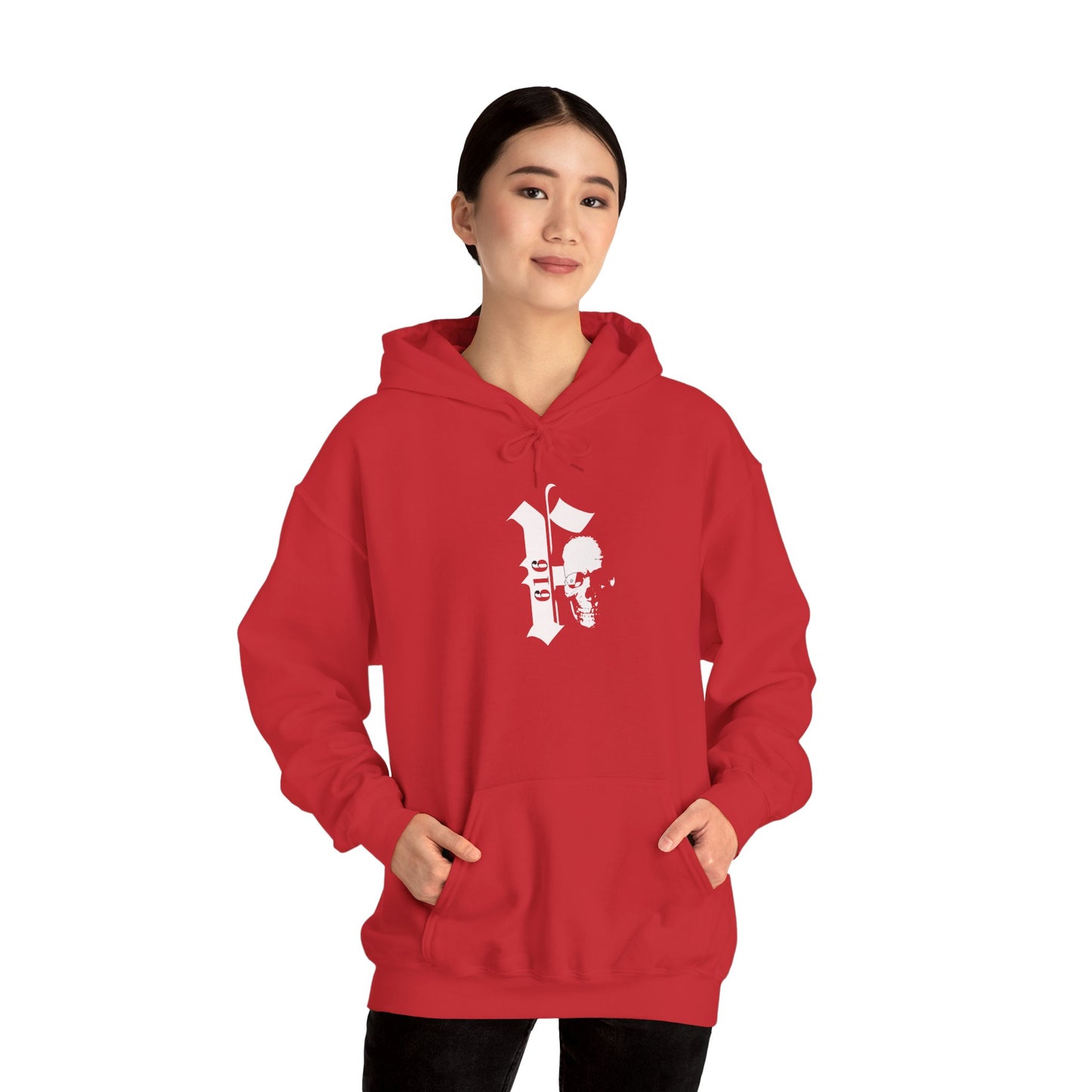 Firefighter Skull Hoodie - Unisex Heavy Blend Sweatshirt, Gift for Firefighter, Halloween Outfit, Cozy Pullover, Unique Firefighter Gear