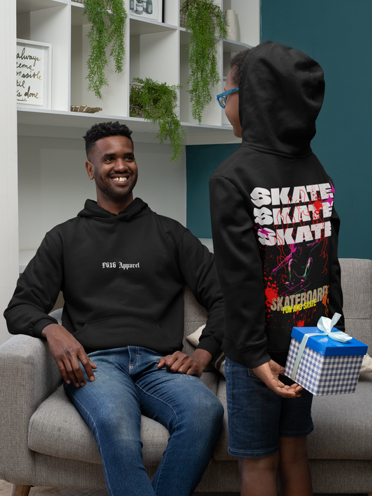 Youth Hooded Sweatshirt - Skateboard Vibes with FG16 Apparel