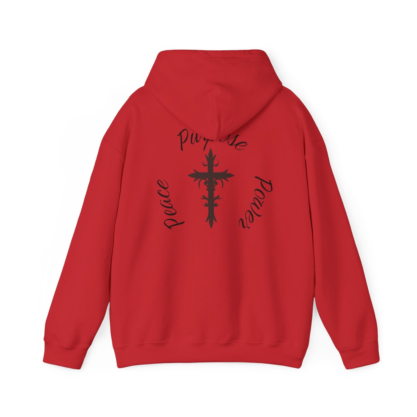 Peace, Purpose, Power Hooded Sweatshirt, Christian Cross, Heavy Cotton
