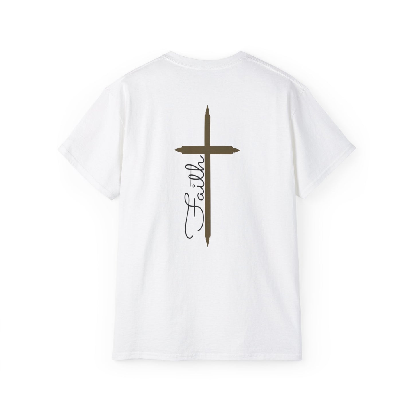 Christian Cross Faith, Unisex Heavy Cotton Tee, Ink is pressed onto garment will not peel or fade