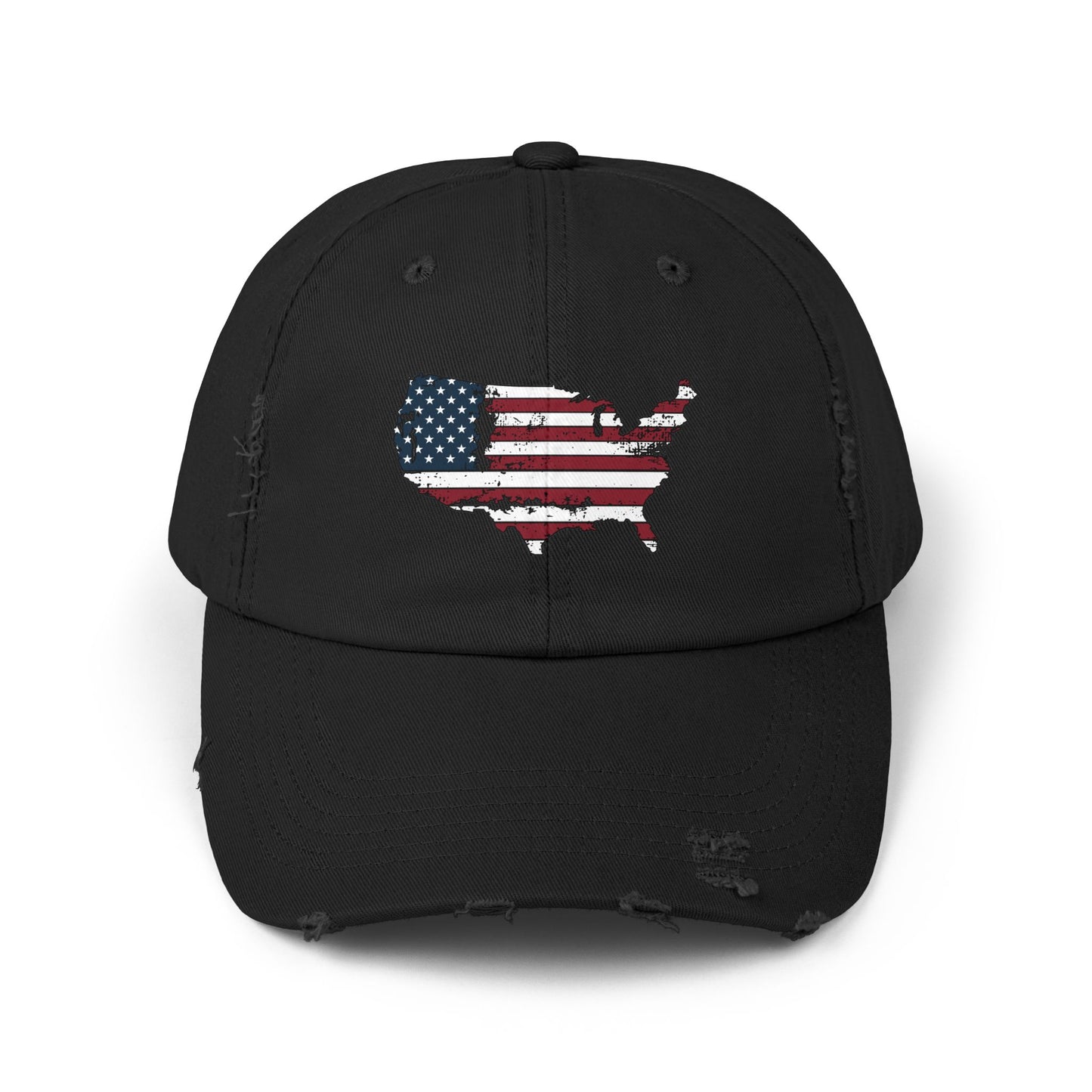 USA Flag Distressed Cap - Vintage American Baseball Hat for 4th of July and Summer