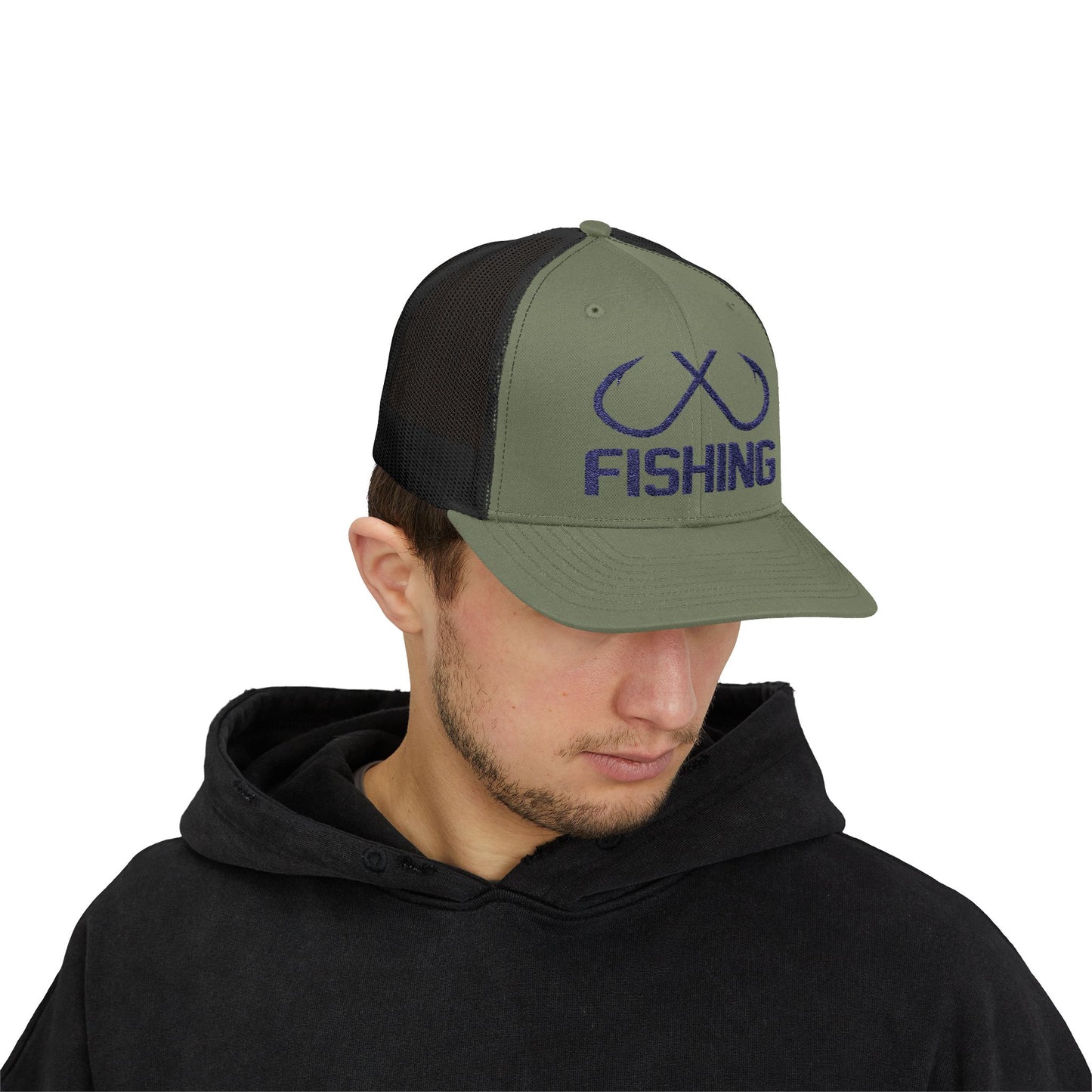 Fishing Snapback Trucker Cap , Ink is pressed and wont crack or fade.