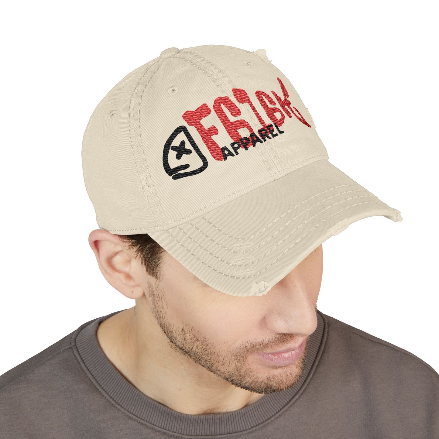 Trendy Distressed Dad Hat with Embroidery, F616 Logo - Casual Style for Everyday Wear