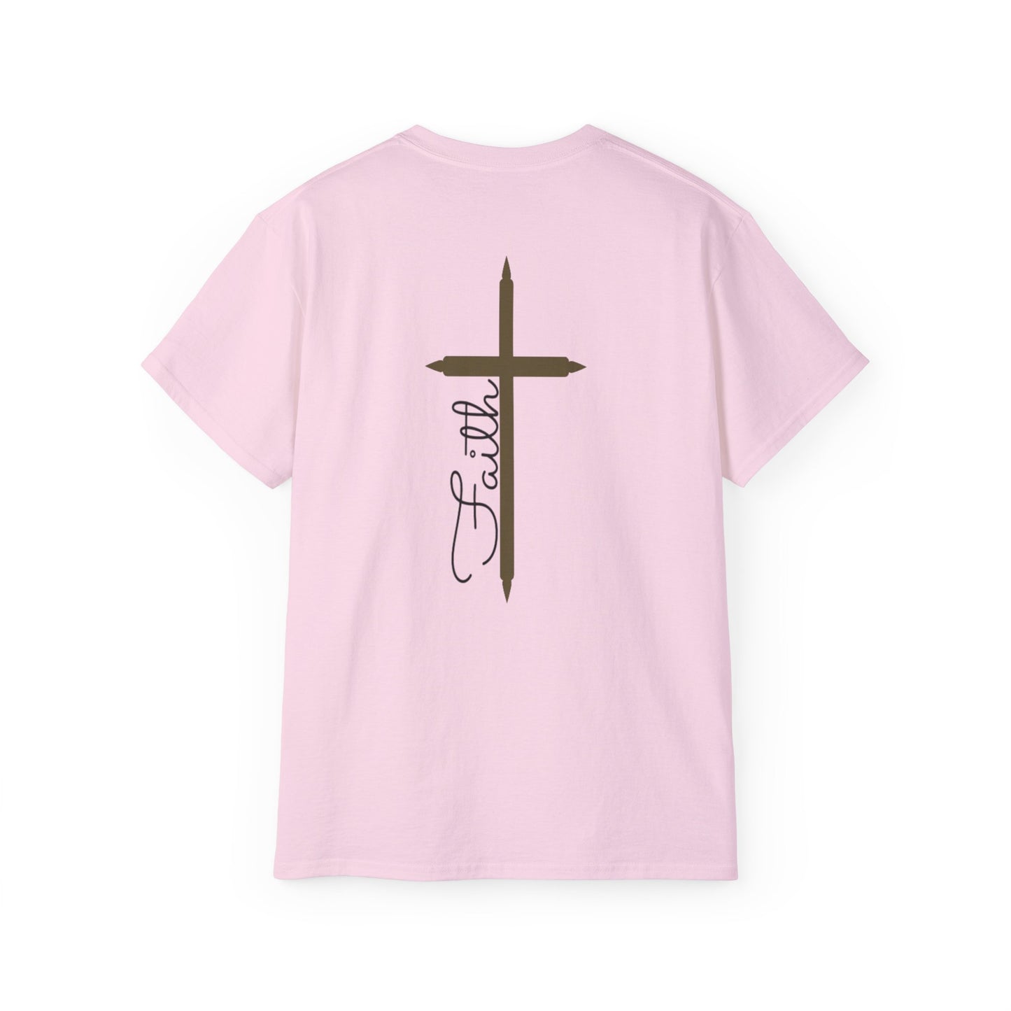 Christian Cross Faith, Unisex Heavy Cotton Tee, Ink is pressed onto garment will not peel or fade