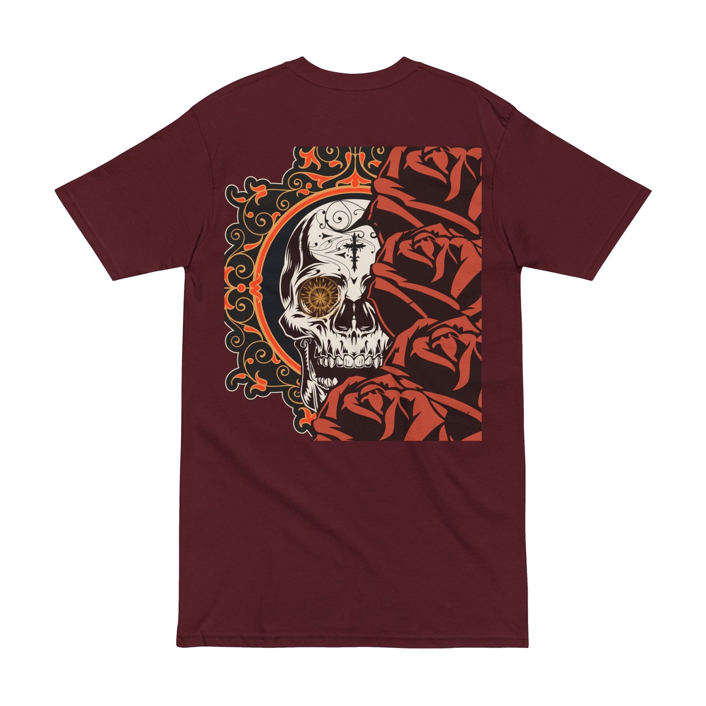 Skull & Roses Tee HeavyWeight - Bold Graphic T-Shirt for Gothic Style