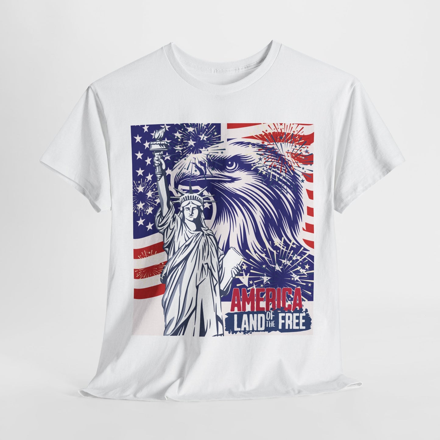 Patriotic Unisex Tee - America Land of the Free T-Shirt,4th of July Gift, Freedom Tee, Independence Day Apparel, Eagle Design Shirt
