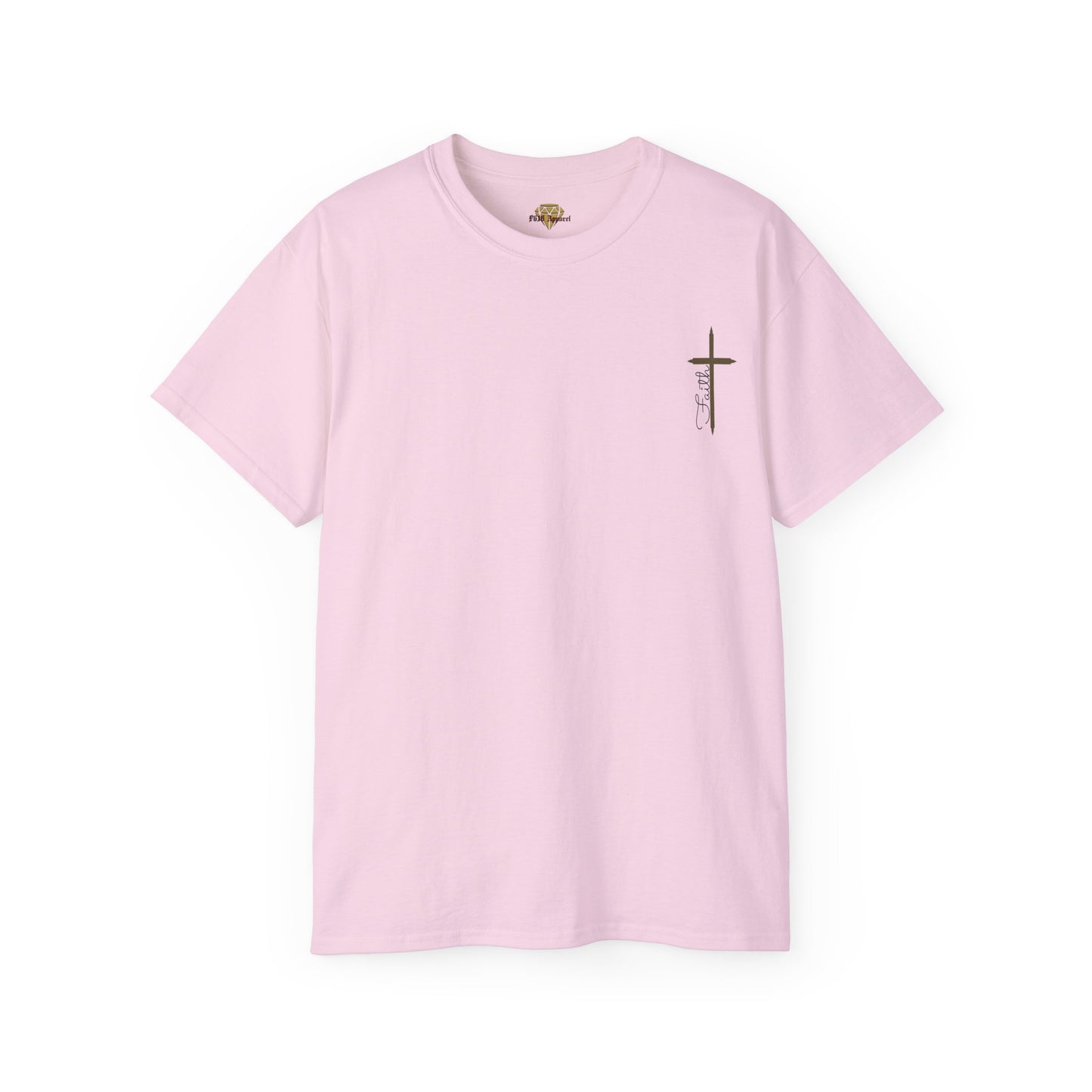 Christian Cross Faith, Unisex Heavy Cotton Tee, Ink is pressed onto garment will not peel or fade