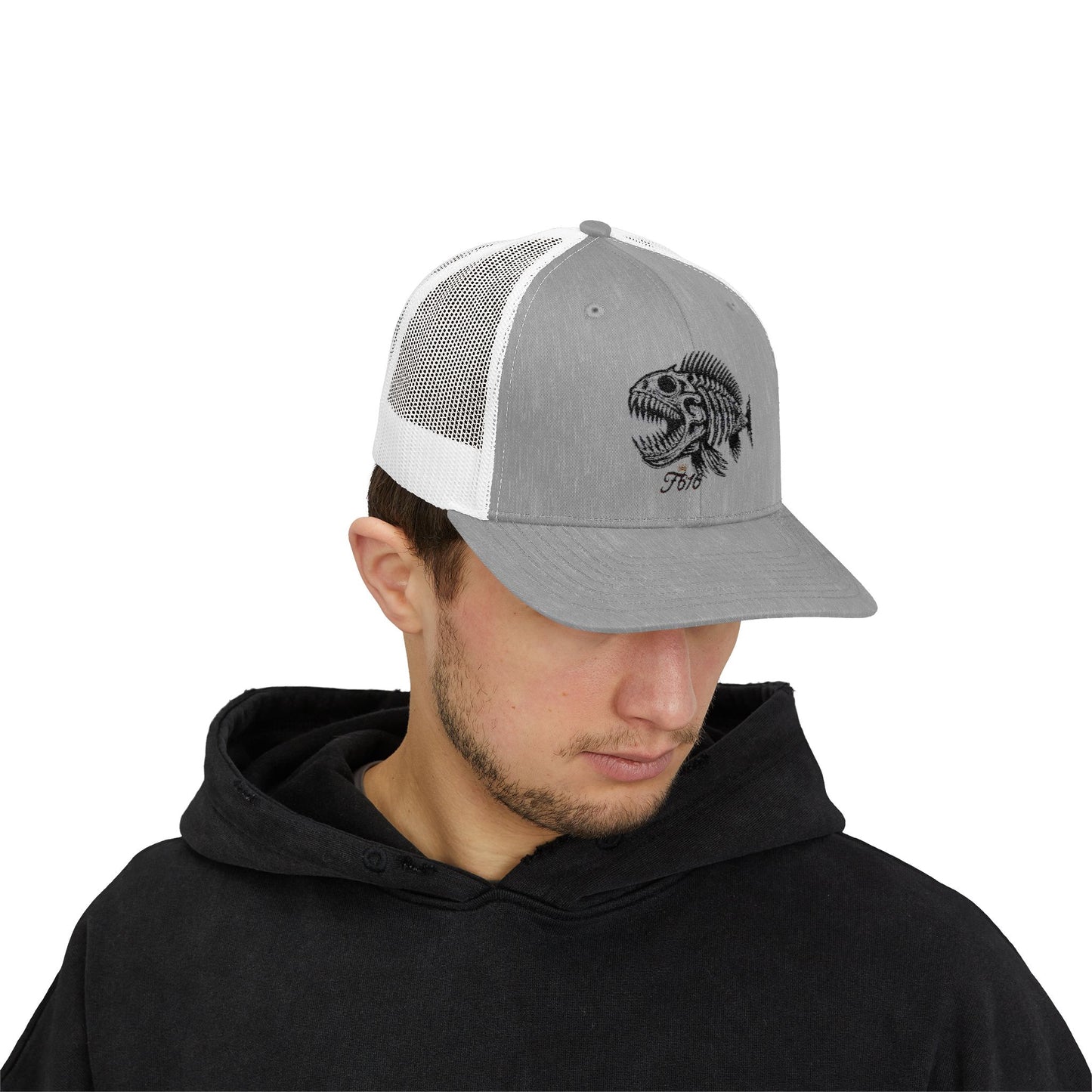 Skull Graphic Snapback Trucker Cap, Edgy Style Hat for Festivals, Halloween Costume Accessory, Streetwear, Unisex