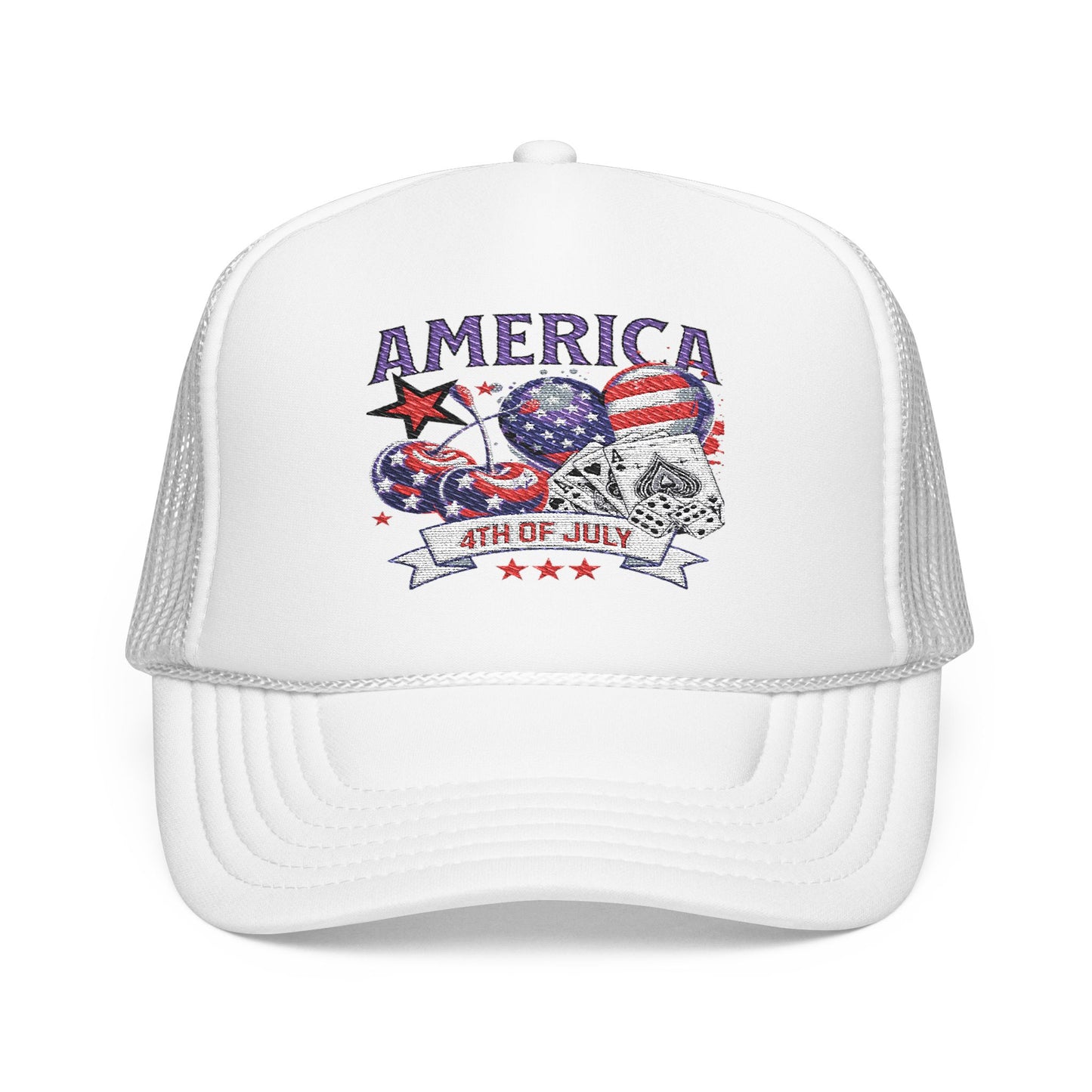 Trucker Hat - Patriotic Red American Fourth of July Embroidered Cap