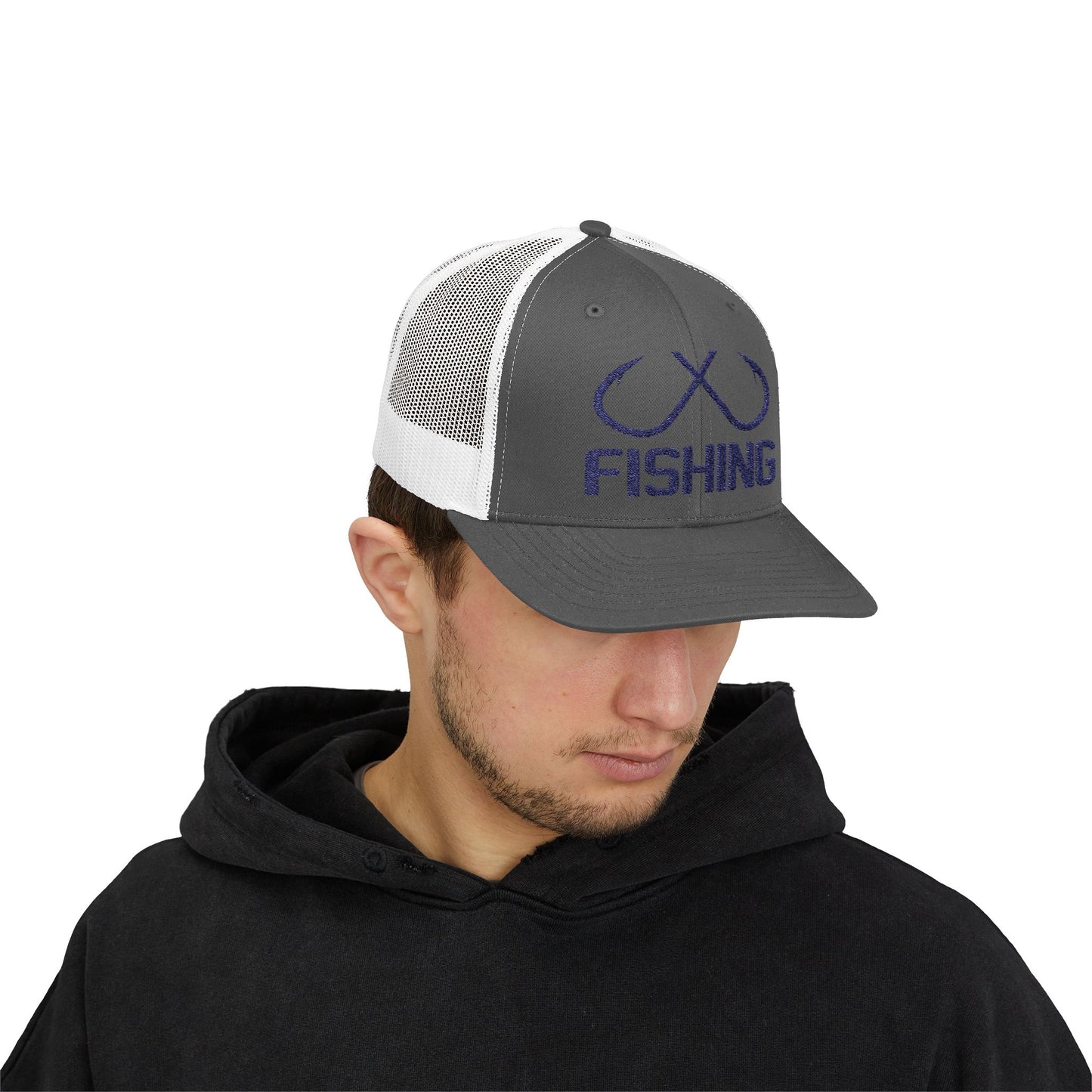 Fishing Snapback Trucker Cap , Ink is pressed and wont crack or fade.
