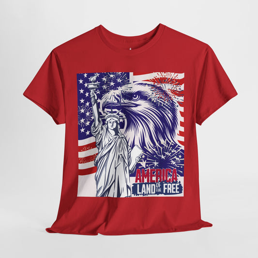 Patriotic Unisex Tee - America Land of the Free T-Shirt,4th of July Gift, Freedom Tee, Independence Day Apparel, Eagle Design Shirt