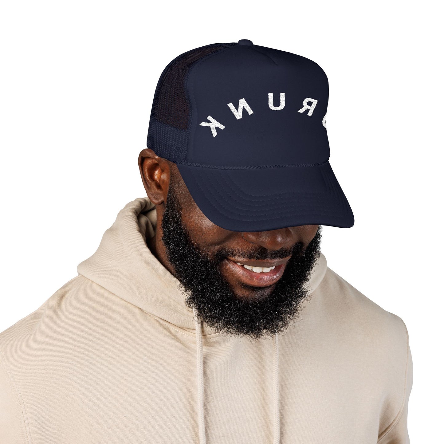 Trendy Foam Trucker Hat with ‘DRUNK’ Embroidery | Casual Wear, Gift for Him, Festivals, Outdoor Events, Stylish Accessory