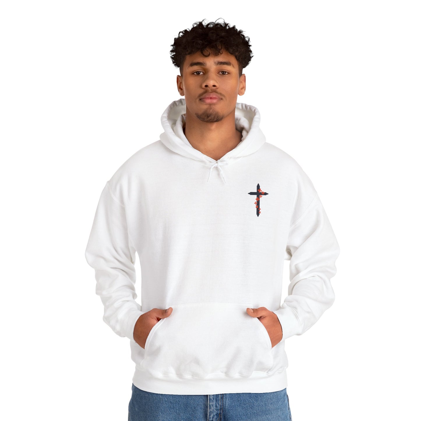 Peace, Purpose, Power Hooded Sweatshirt, Christian Cross, Heavy Cotton