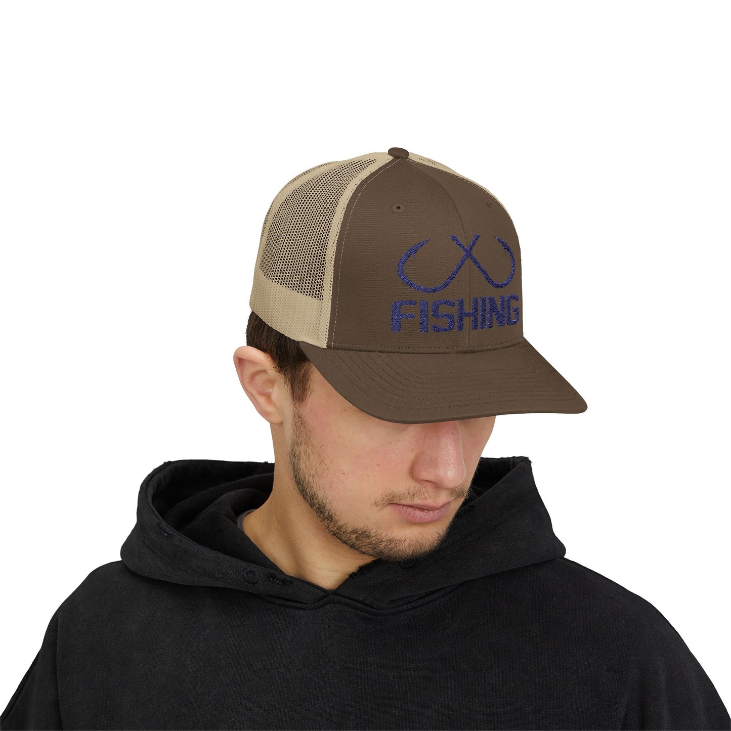 Fishing Snapback Trucker Cap , Ink is pressed and wont crack or fade.