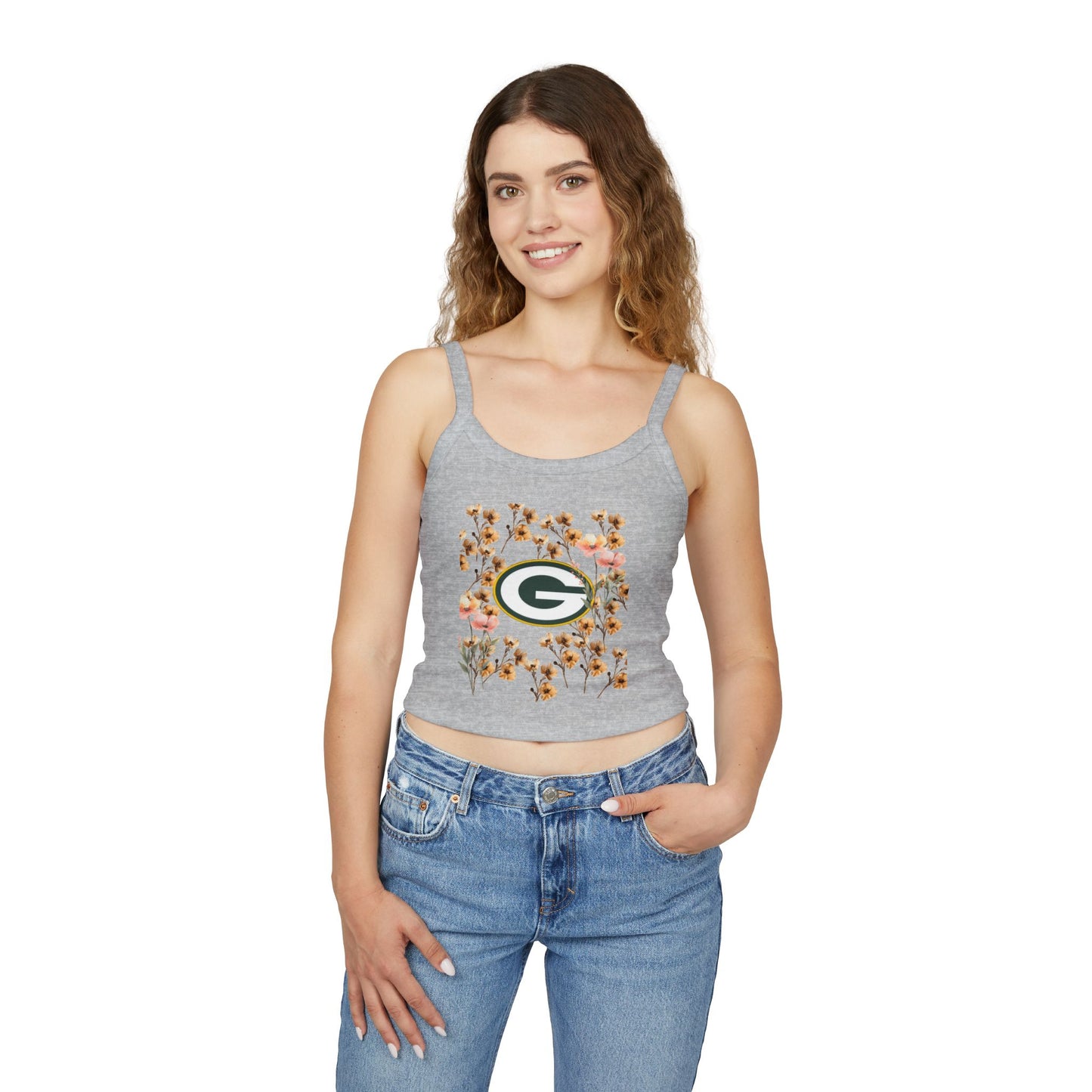 Floral Tank Top, Floral & Sporty Women’s Spaghetti Strap Tank Top - Summer Fashion, Casual Wear, Outdoor Activities, Workout Top, Gift for Her, Stylish