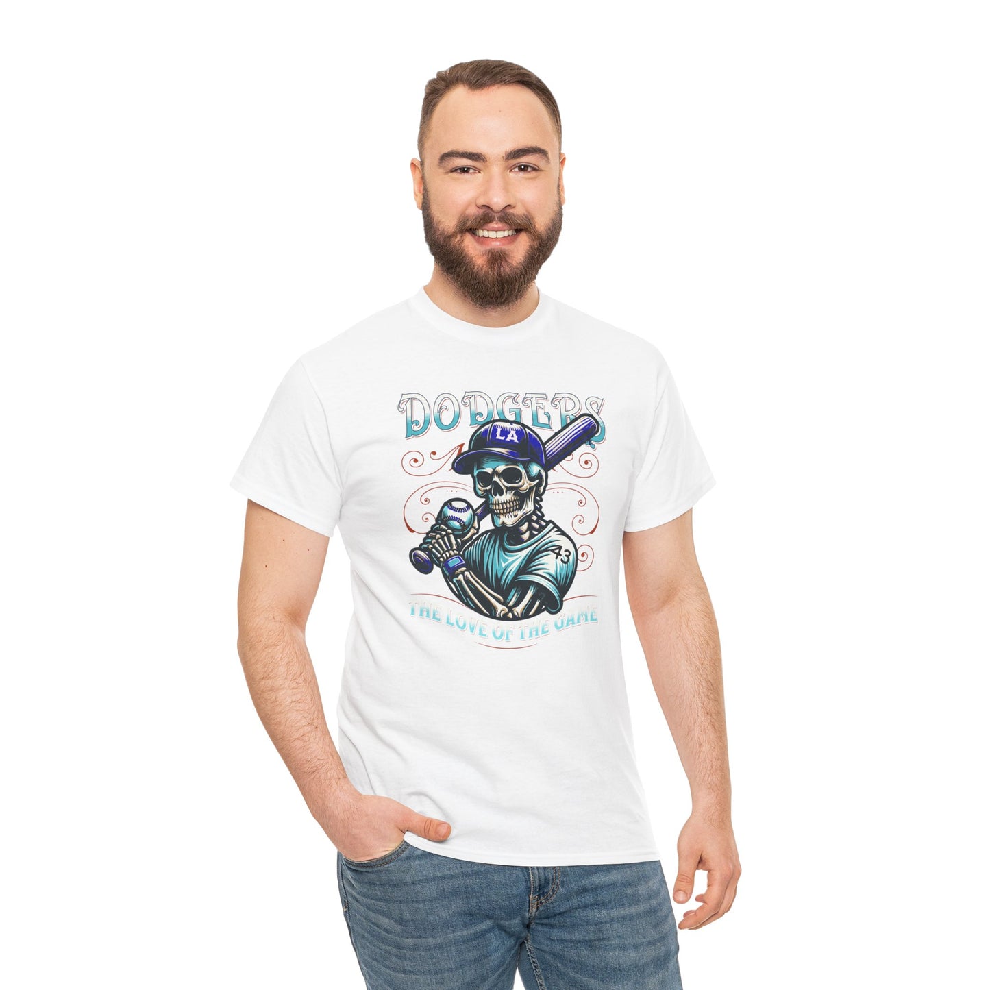 Vintage Dodgers Skeleton Tee - Unisex Heavy Cotton T-Shirt for Baseball Lovers