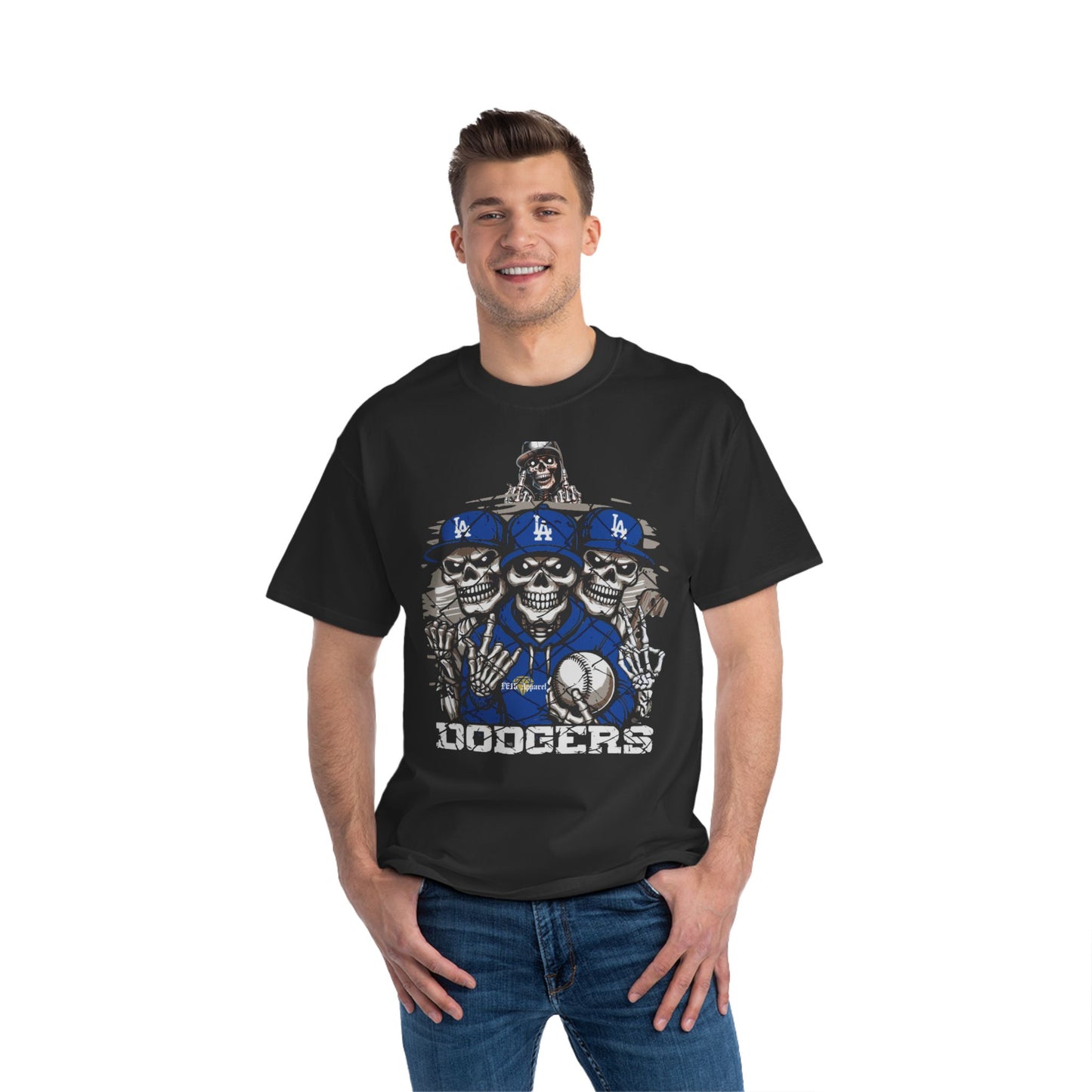 LA Dodgers Skull Short-Sleeve T-Shirt, Vintage Baseball Tee, Halloween Apparel, Sports Fan Gear, Grunge Style Tee
