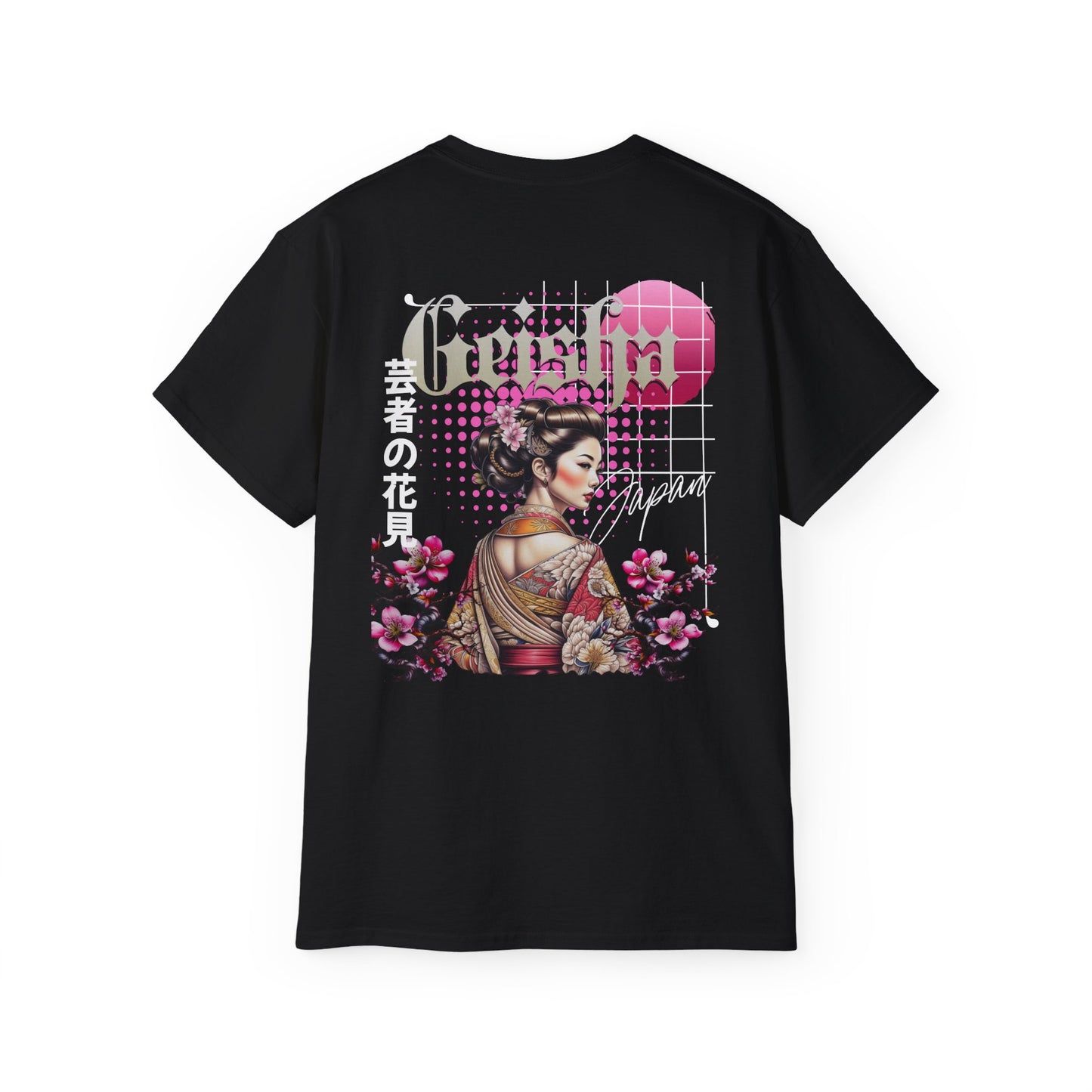 Geisha Art Unisex Tee, Japanese Culture Shirt, Floral Graphic Tee, Gift for Her, Trendy Streetwear, Unique Casual Outfit