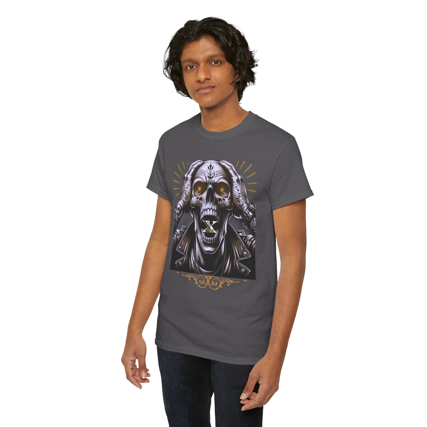 Gothic Skull Tee, Gothic Skull Graphic Tee, Unisex Heavy Cotton T-Shirt, Halloween Shirt, Edgy Streetwear, Casual Outfit, Unique Gift Idea