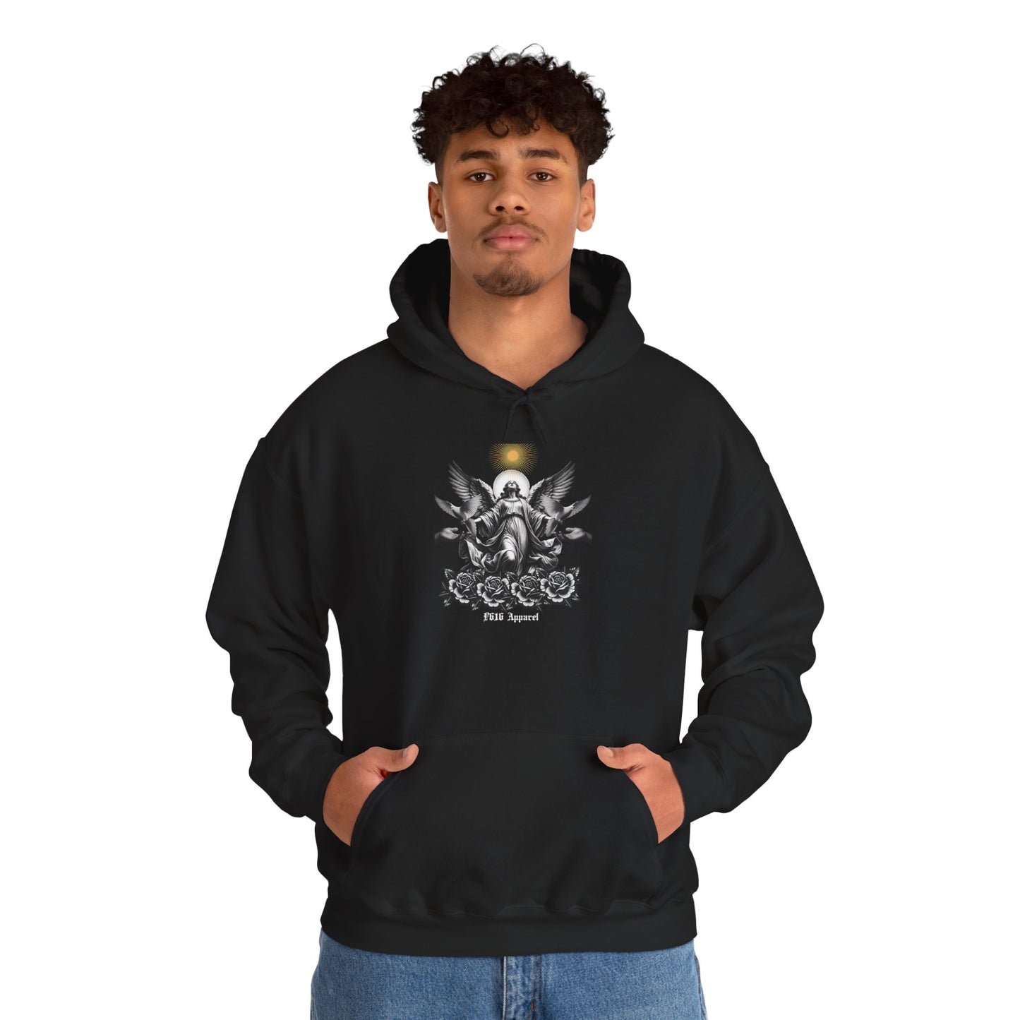 Religious Crowned Hoodie, Cozy Layering, Streetwear Style, Graphic Sweatshirt, Artsy Gift for Any Occasion