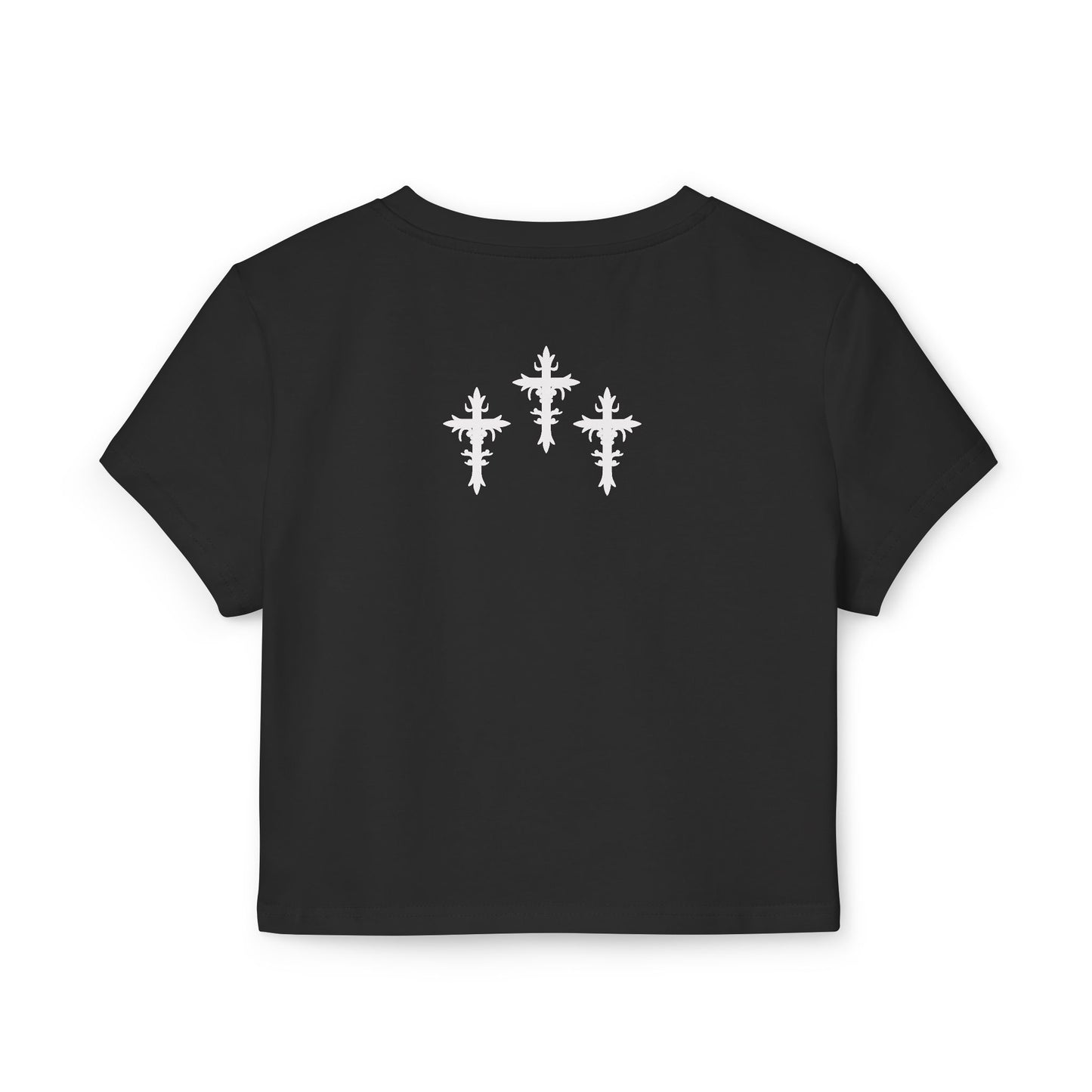 Women's Baby Tee - Edgy Cross Design Shirt | Stylish & Comfortable Apparel, F616 Logo