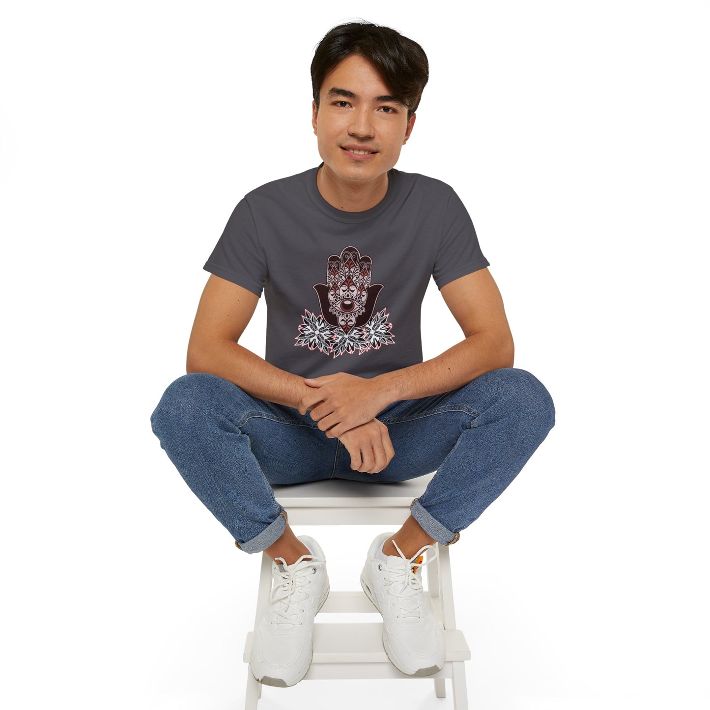 Bohemian Graphic Tee, Unisex Cotton Shirt, Casual Summer Wear, Festival Outfit, Unique Gift for Him/Her, Hand of Fatima Design
