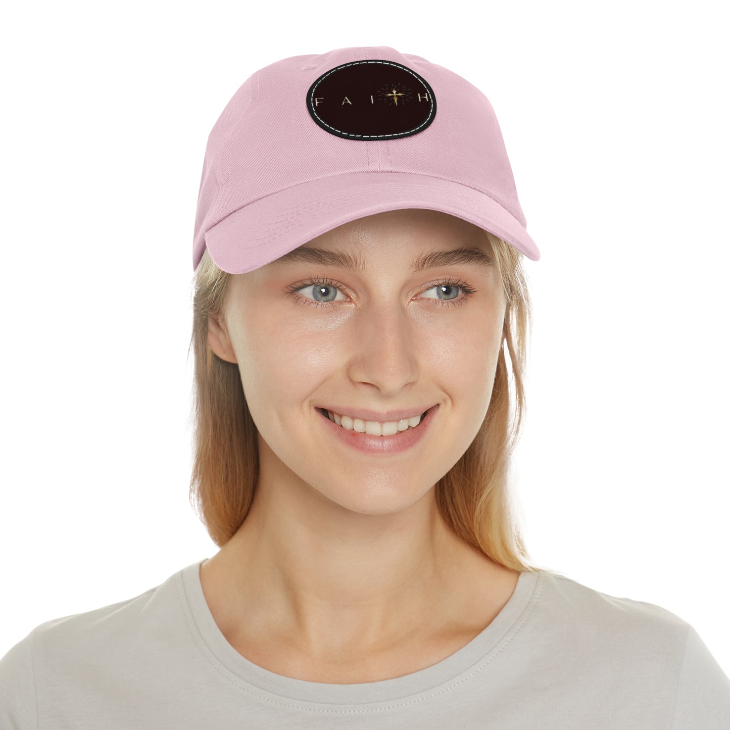 Stylish Dad Hat with Leather Patch - Faith Design, Ideal for Everyday Wear, Gifts, Outdoors, and Special Occasions