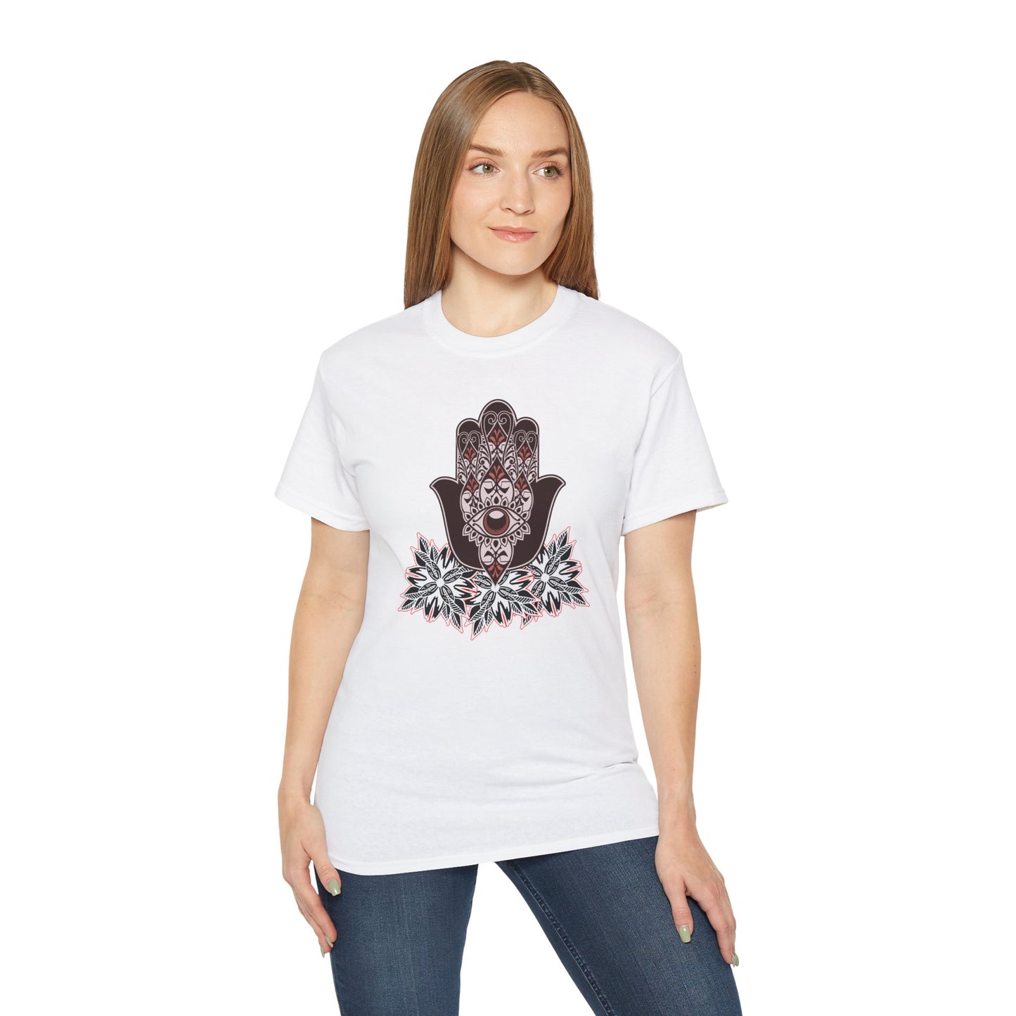 Bohemian Graphic Tee, Unisex Cotton Shirt, Casual Summer Wear, Festival Outfit, Unique Gift for Him/Her, Hand of Fatima Design