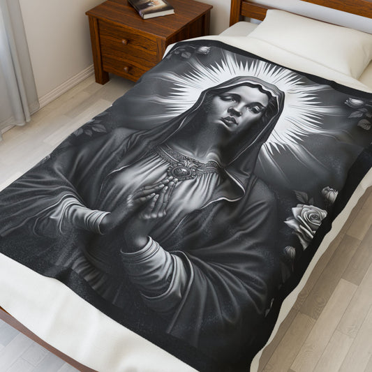 Velveteen Plush Blanket - Mary Artistic Religious Home Decor Throw