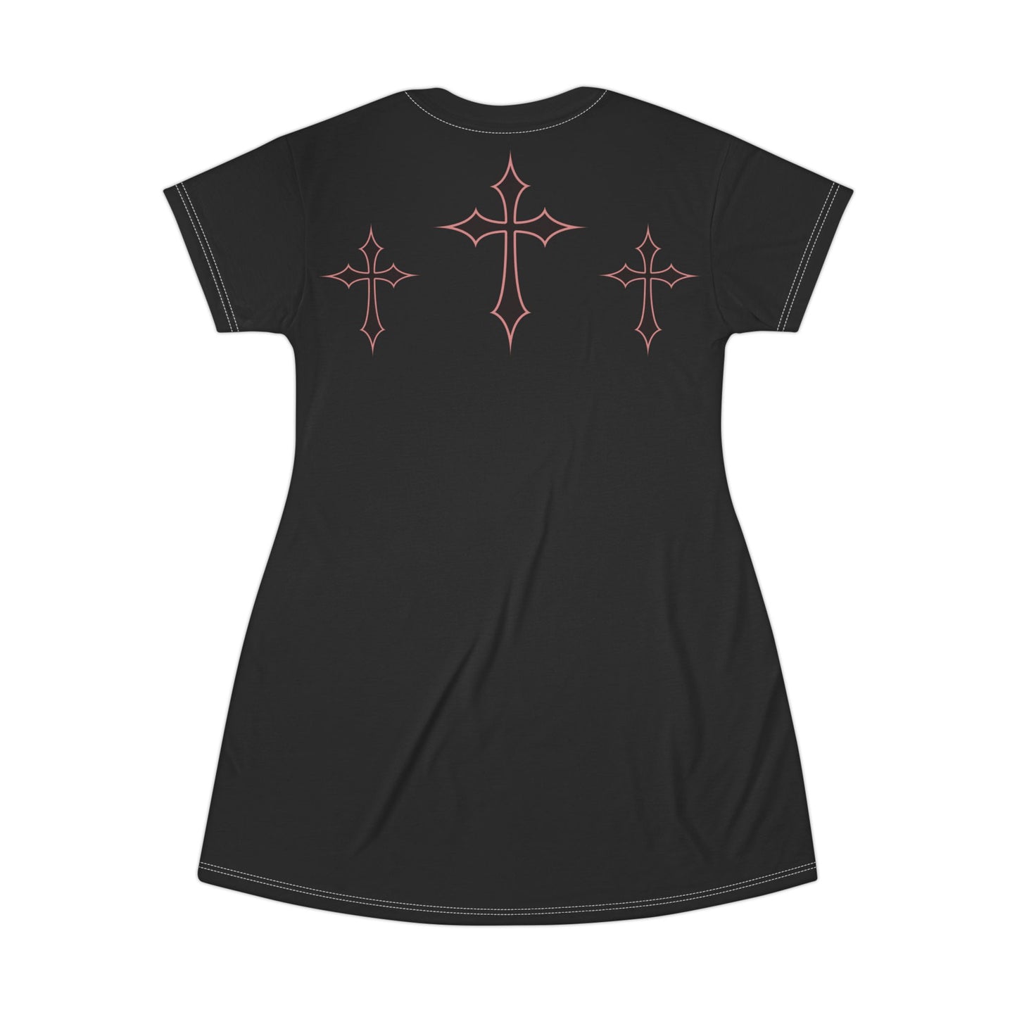 Gothic Cross Graphic T-Shirt Dress, Casual Wear, Boho Fashion, Festival Outfit, Alternative Clothing, Everyday Dress