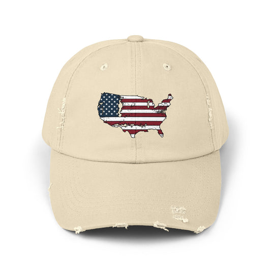 USA Flag Distressed Cap - Vintage American Baseball Hat for 4th of July and Summer