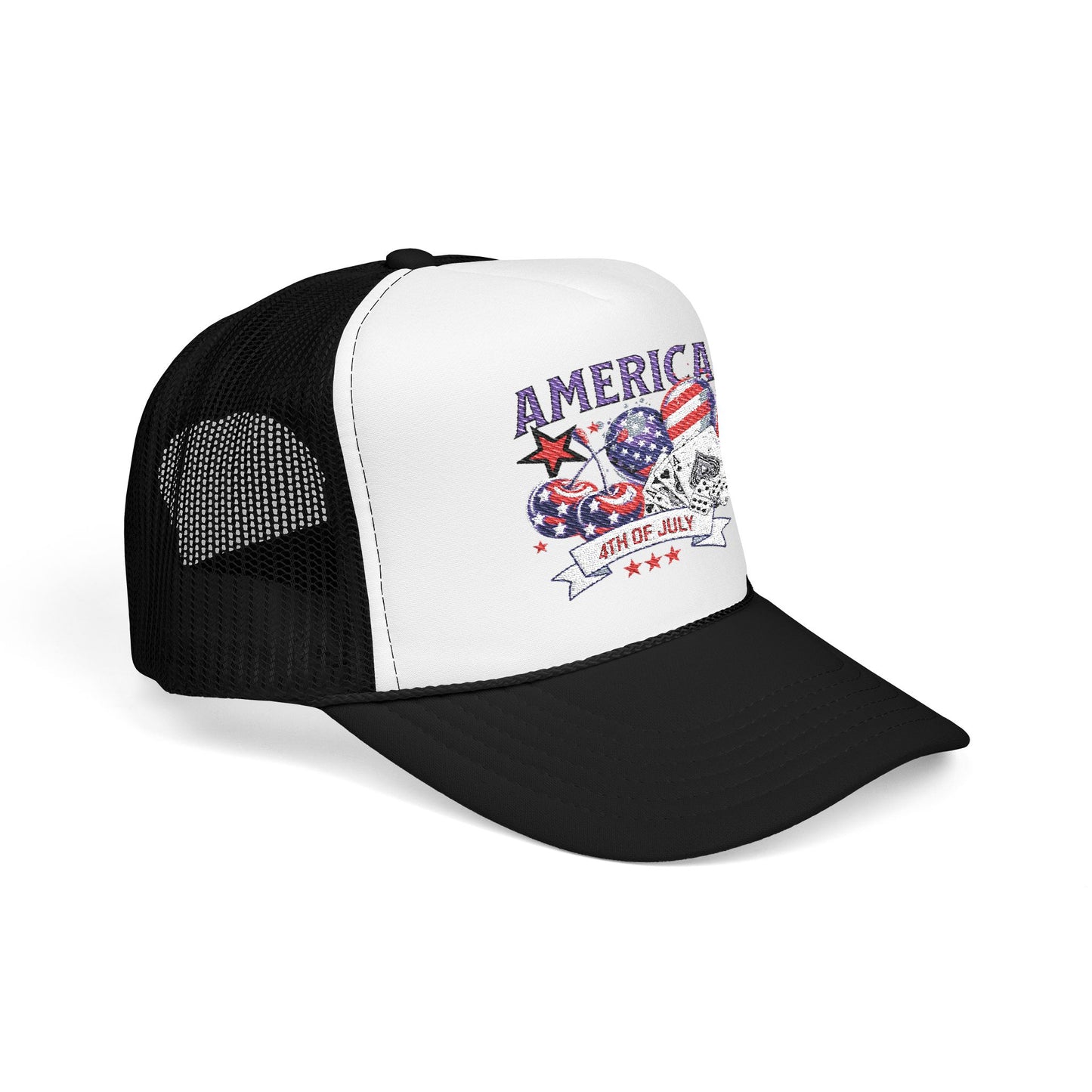 Trucker Hat - Patriotic Red American Fourth of July Embroidered Cap