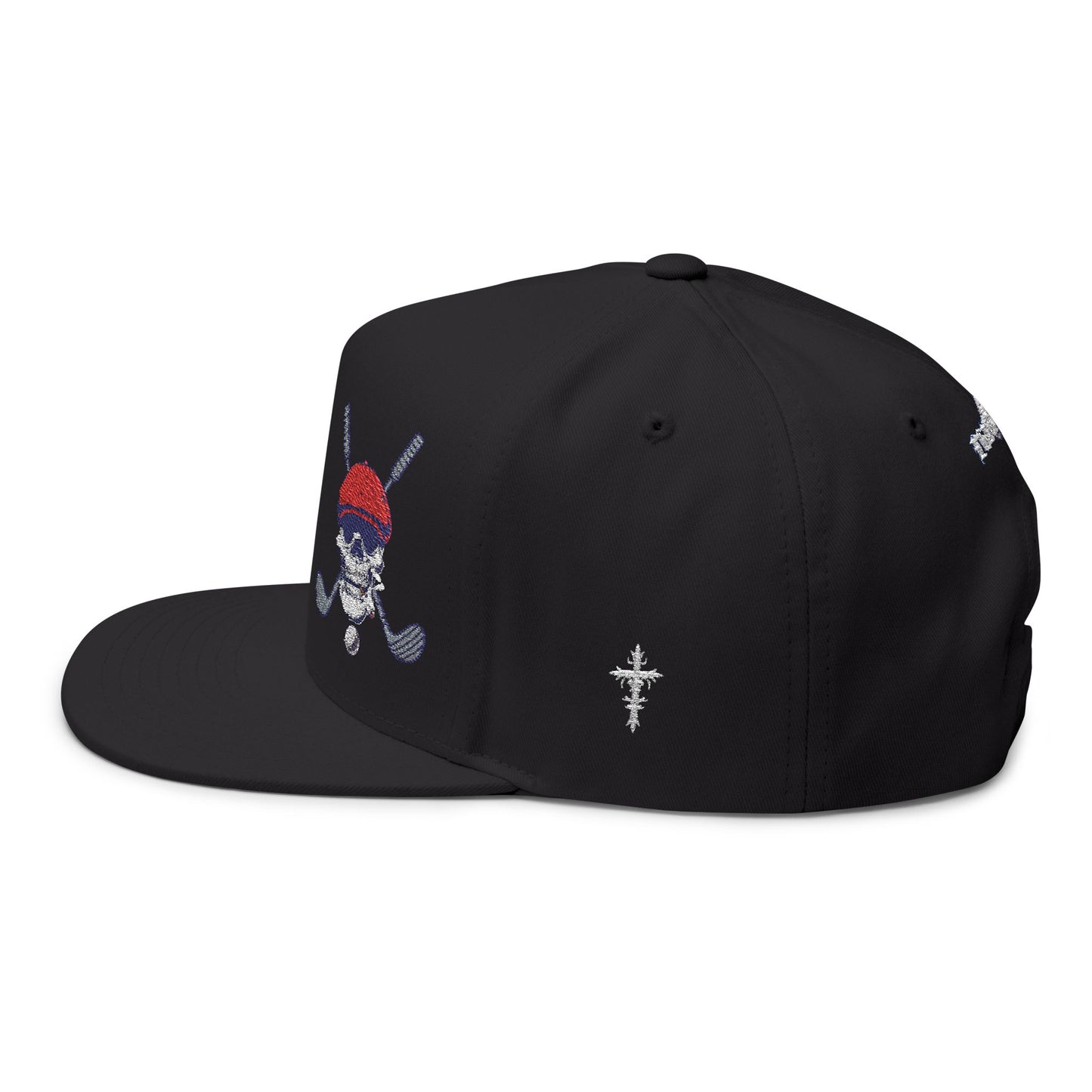 Skull Golf Cap Skull, Golf Flat Bill Cap, Cool Embroidered Cap for Sports Fans, Trendy Hat for Gifts, Unique Cap for Casual Wear, Perfect for Golf