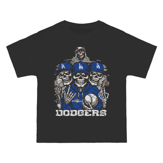 LA Dodgers Skull Short-Sleeve T-Shirt, Vintage Baseball Tee, Halloween Apparel, Sports Fan Gear, Grunge Style Tee
